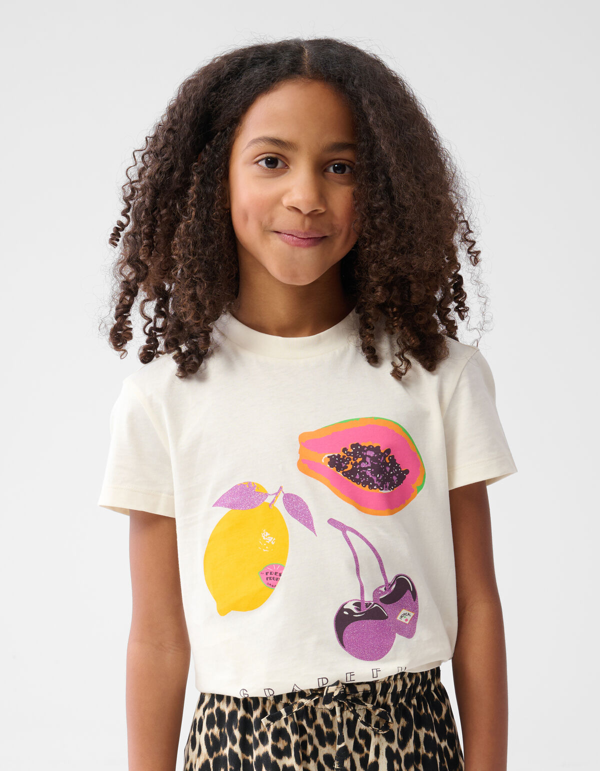 Fruit Glitter T-shirt Gebroken Wit SHOEBY GIRLS
