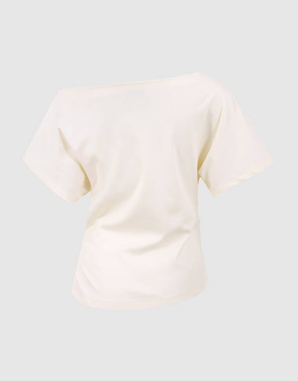 Pleated One Shoulder Top Gebroken Wit By Fred SHOEBY WOMEN