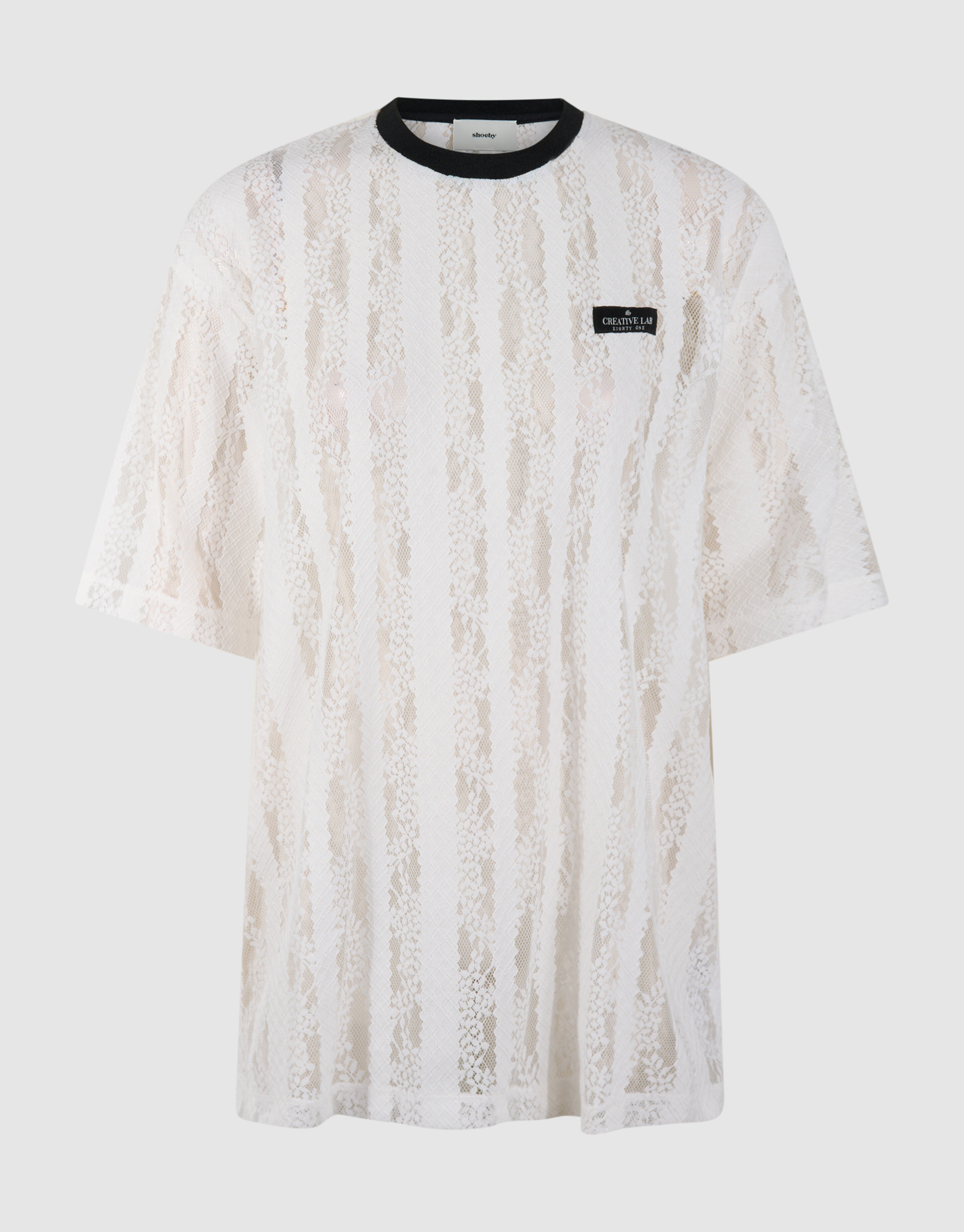 Oversized Kanten Label T-shirt Wit SHOEBY WOMEN