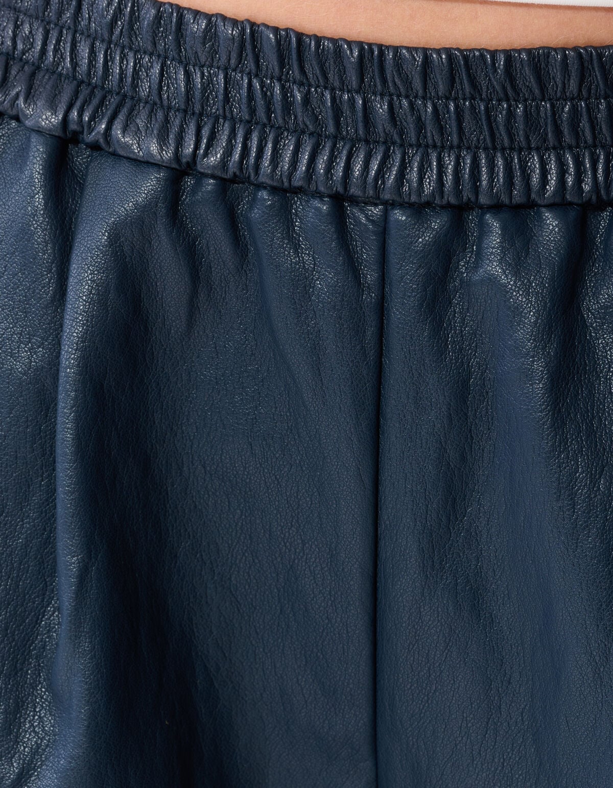 Vegan Leren Barrel Fit Broek Donkerblauw SHOEBY WOMEN