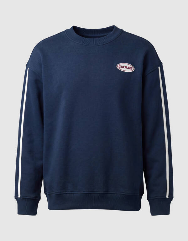 Striped Embroidery Sweater Donkerblauw SHOEBY BOYS