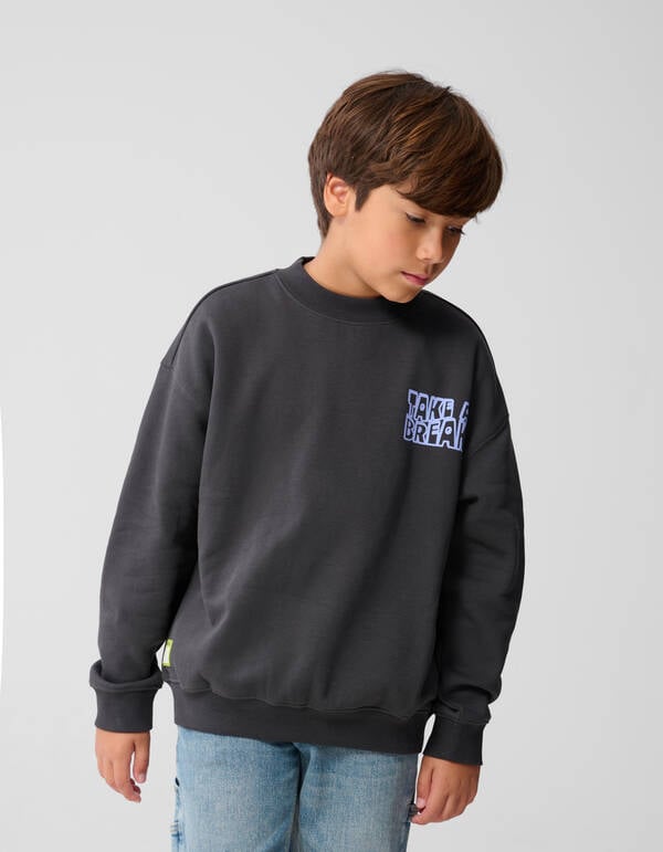 Break Artwork Sweater Donkergrijs SHOEBY BOYS