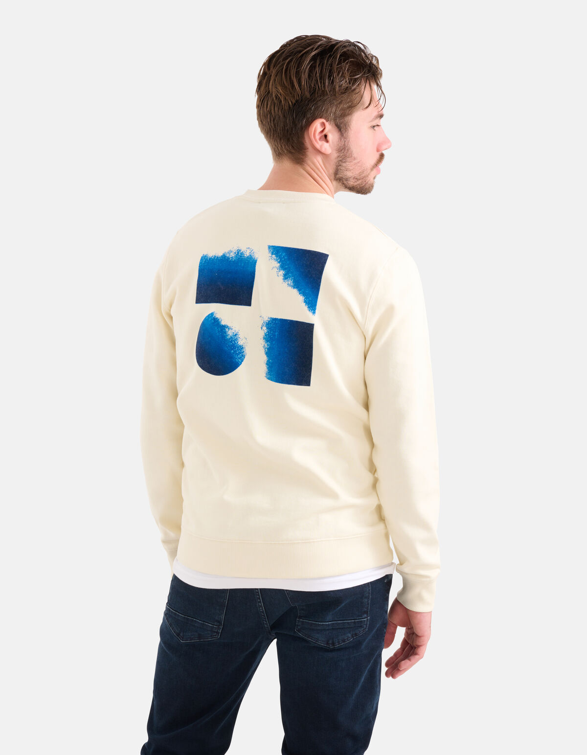 Flock Artwork Sweater Gebroken Wit SHOEBY MEN