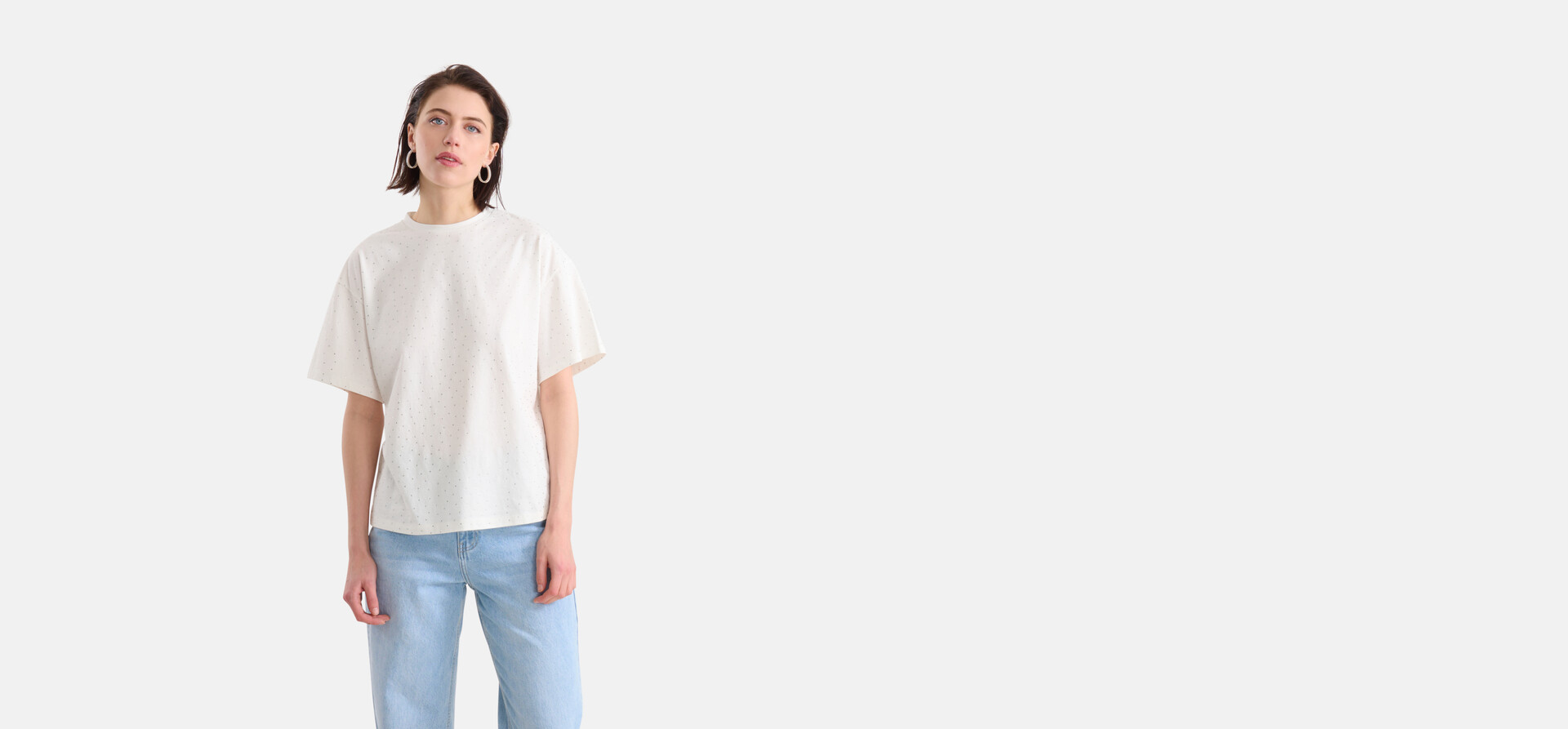 Strass T-shirt Gebroken Wit SHOEBY WOMEN