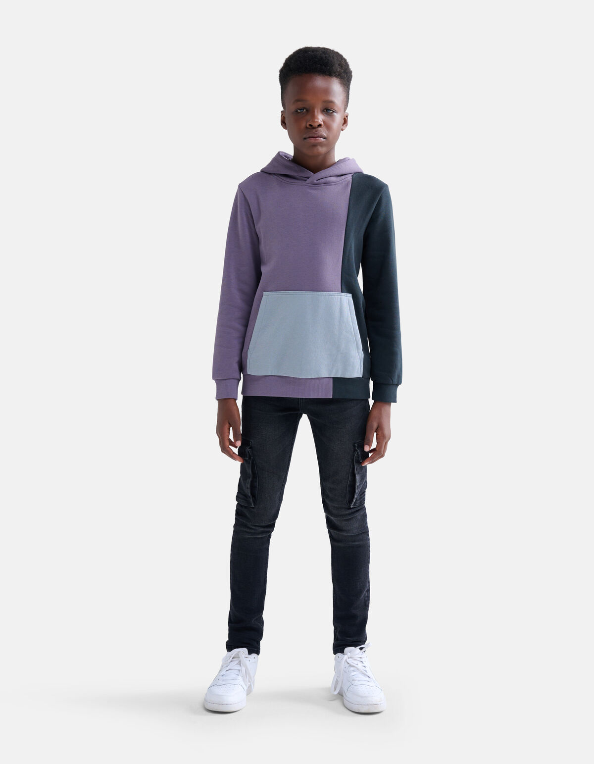 Colorblock Hoodie Donkerpaars SHOEBY BOYS