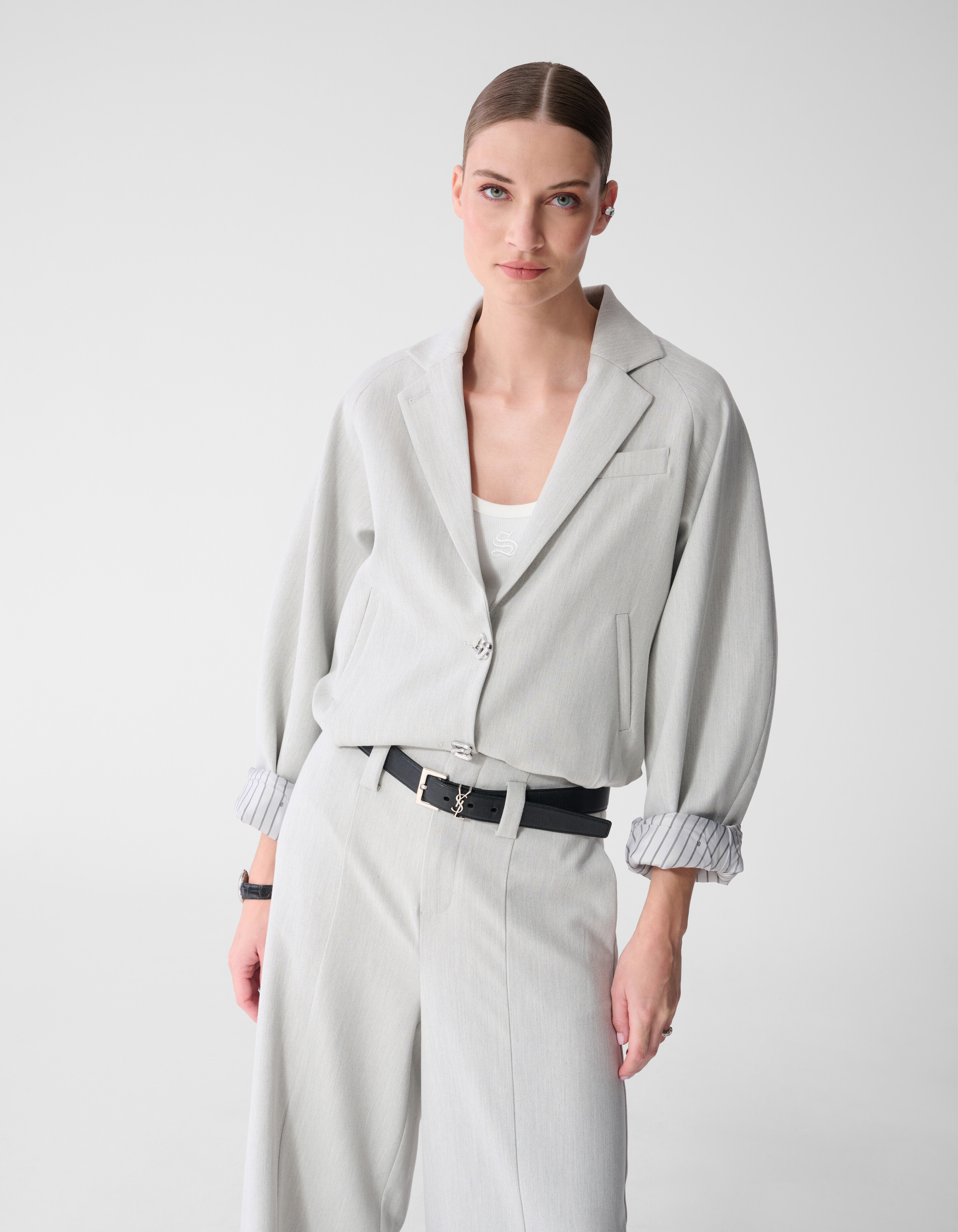 Cropped Blazer Lichtgrijs By Mieke SHOEBY WOMEN