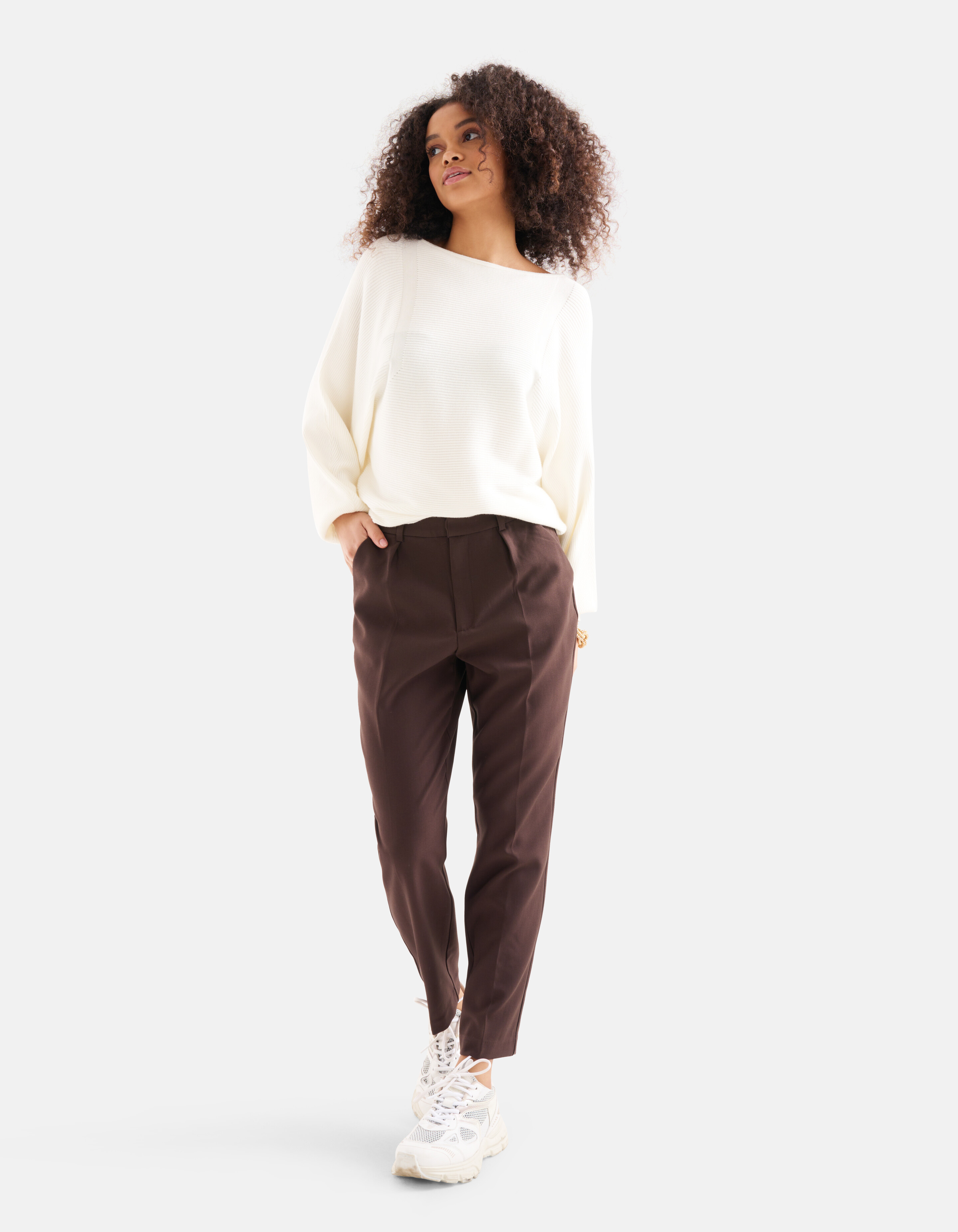 Straight Fit Pantalon Donkerbruin EKSEPT