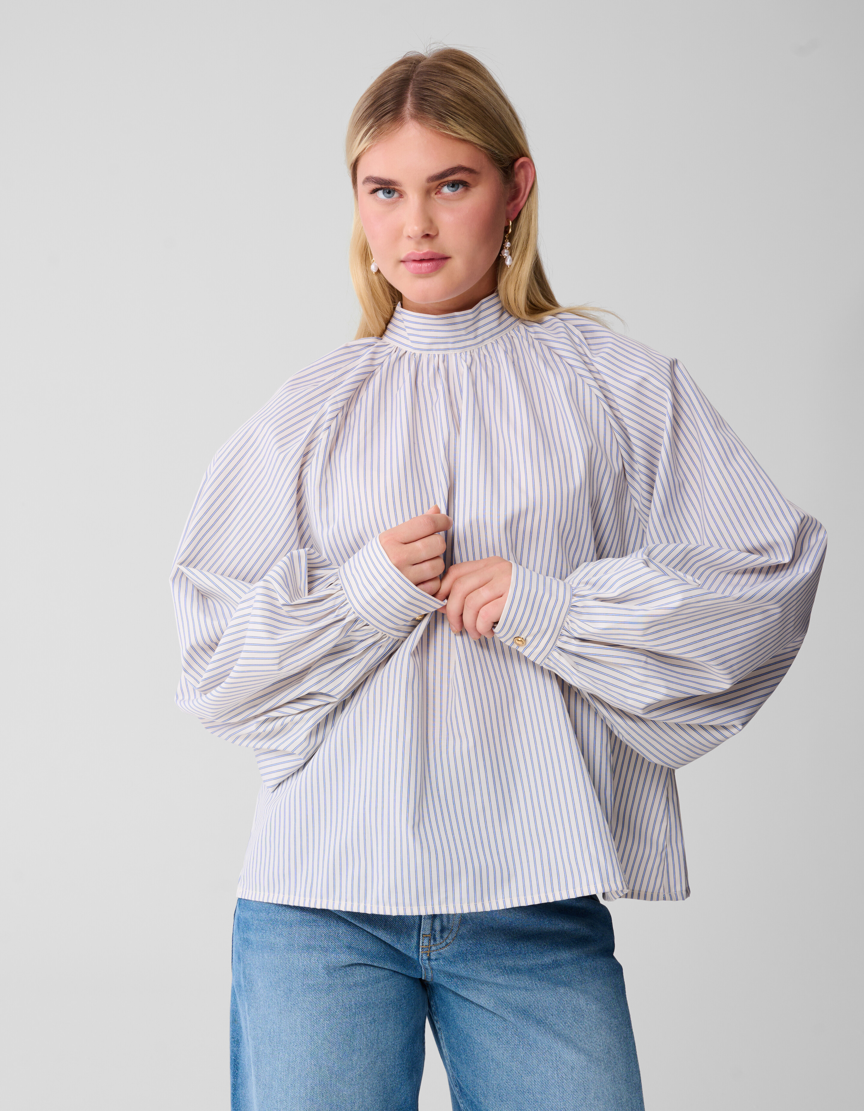 Stripe Strik Blouse Blauw SHOEBY WOMEN