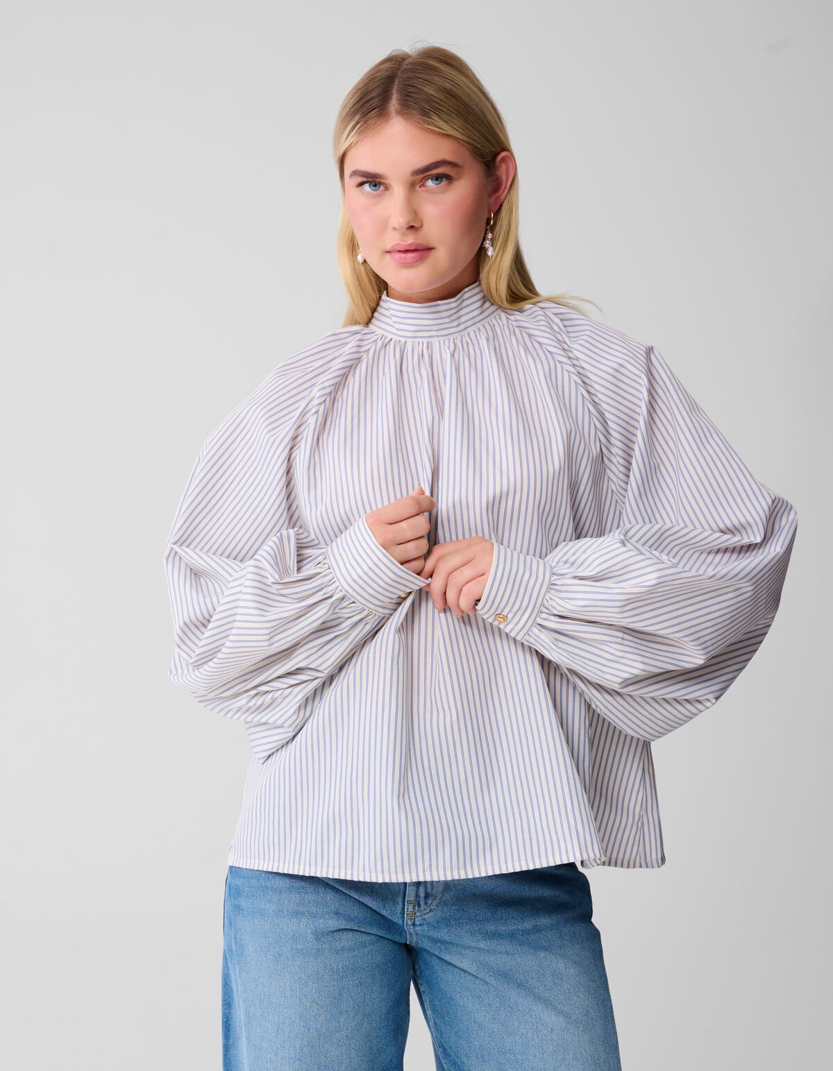 Stripe Strik Blouse Blauw SHOEBY WOMEN