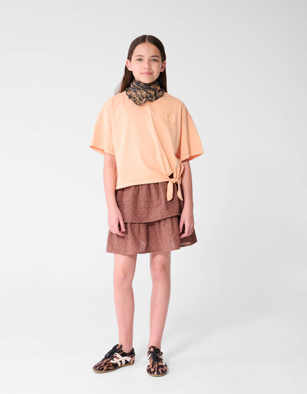 Strik Embroidery T-shirt Lichtoranje SHOEBY GIRLS