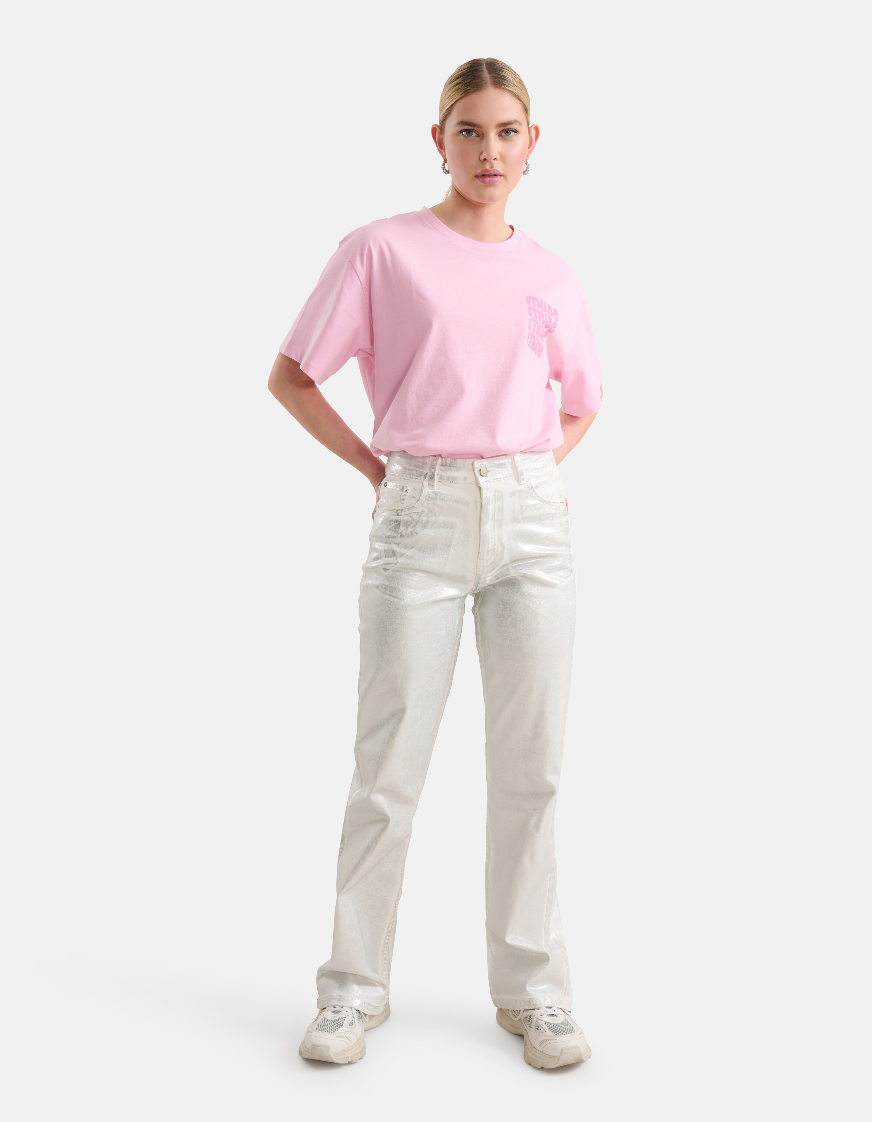 Metallic Wide Leg Jeans Zilver SHOEBY WOMEN