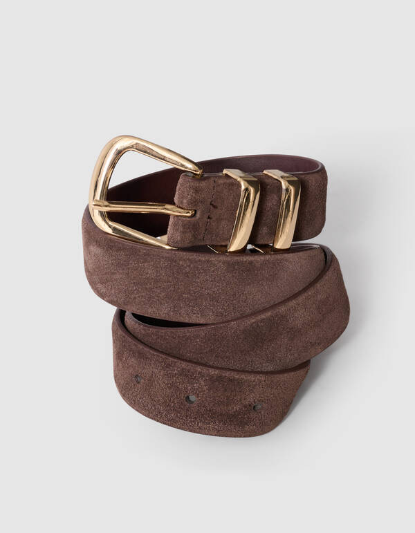 Double Metal Su&egrave;de Riem Donkerbruin SHOEBY ACCESSOIRES