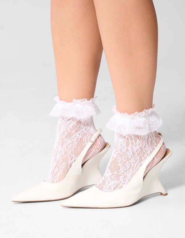 Kanten Ruffle Sokken Wit SHOEBY ACCESSOIRES