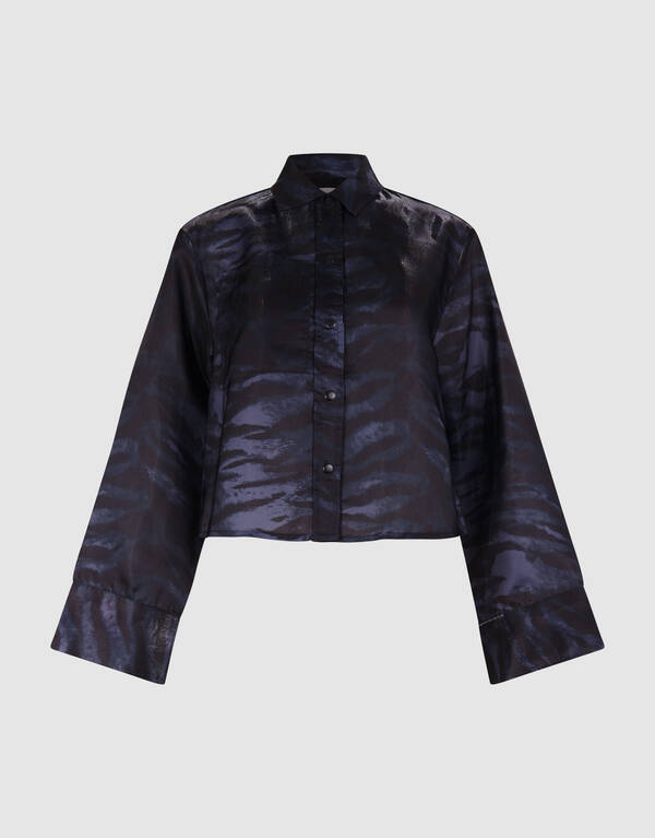 Printed Zebra Blouse Donkergrijs SHOEBY WOMEN