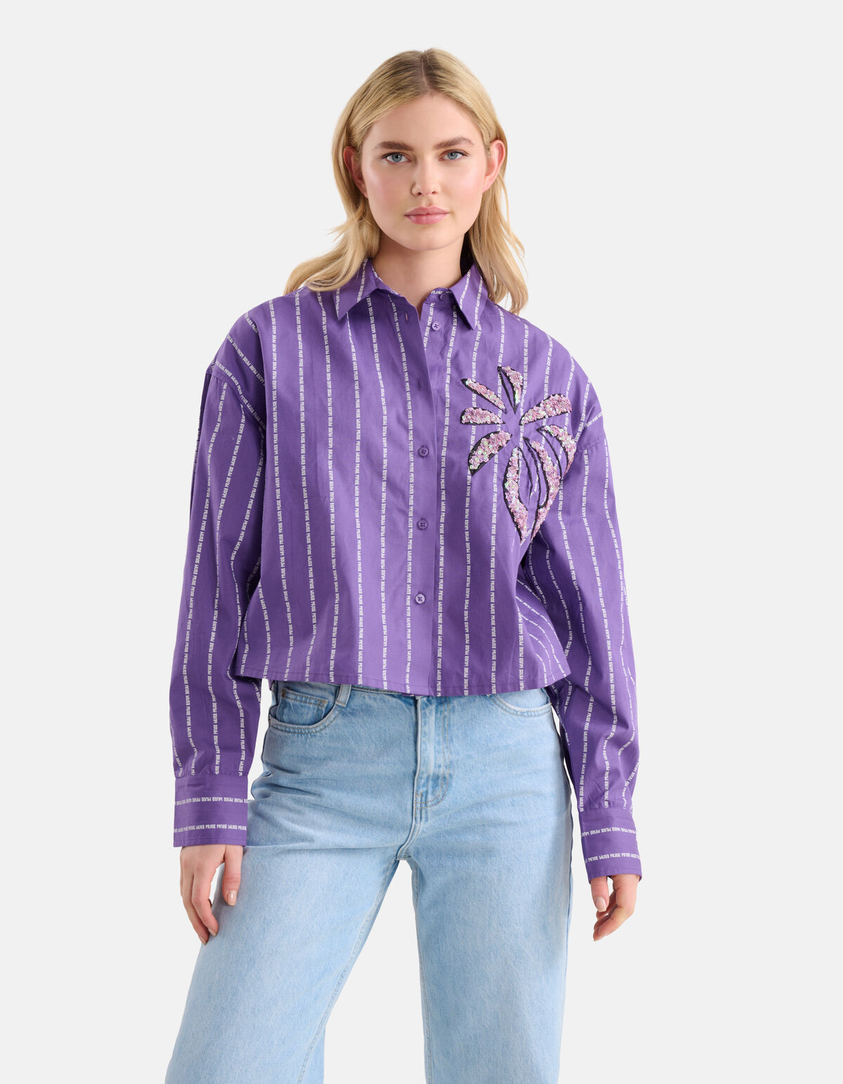 Pinstripe Blouse Paars SHOEBY WOMEN