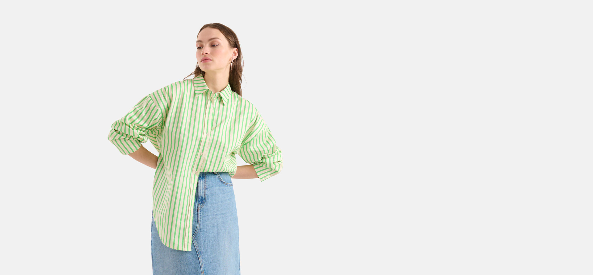 Pinstripe Blouse Groen SHOEBY WOMEN