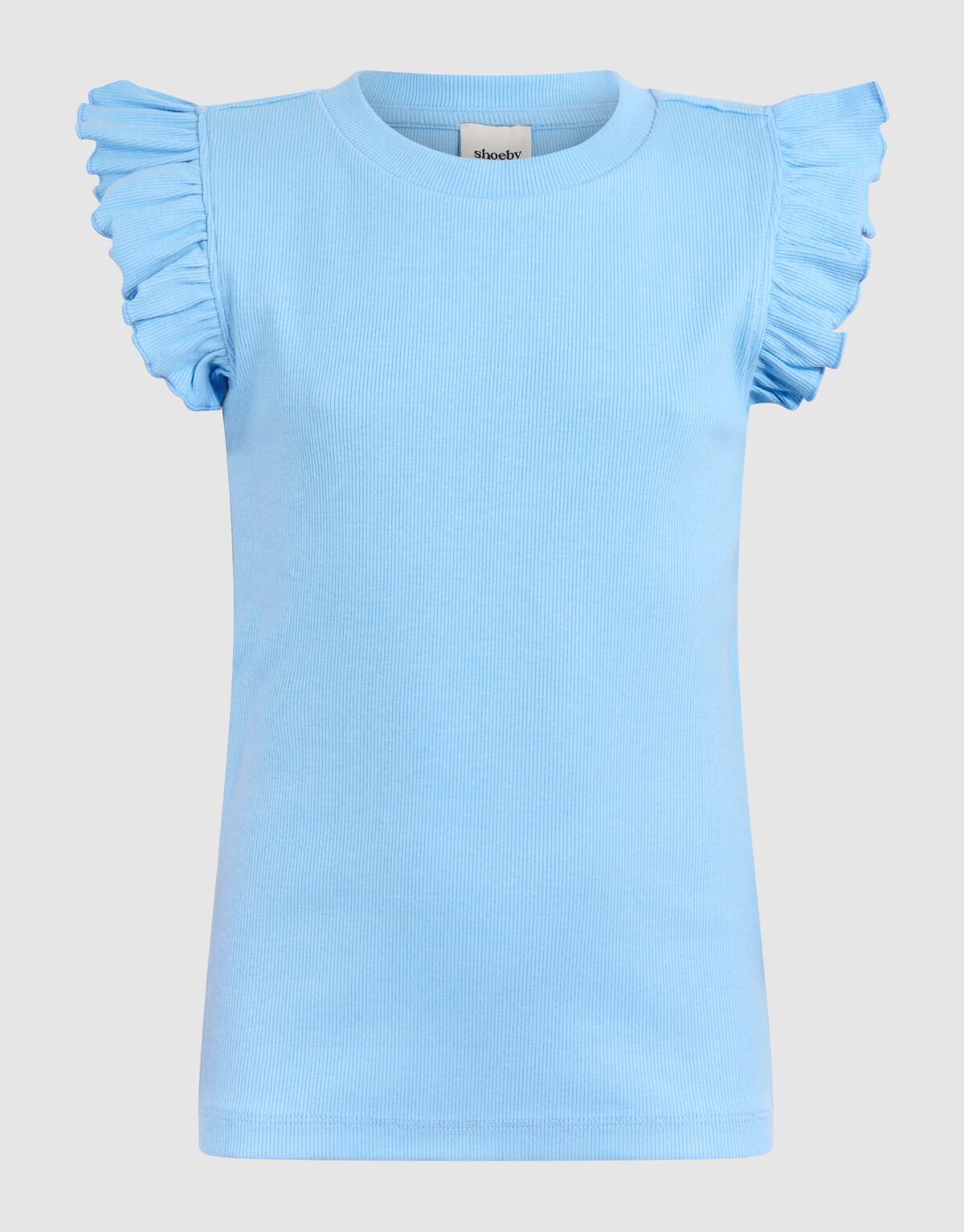 Ruffle Rib Top Blauw SHOEBY GIRLS