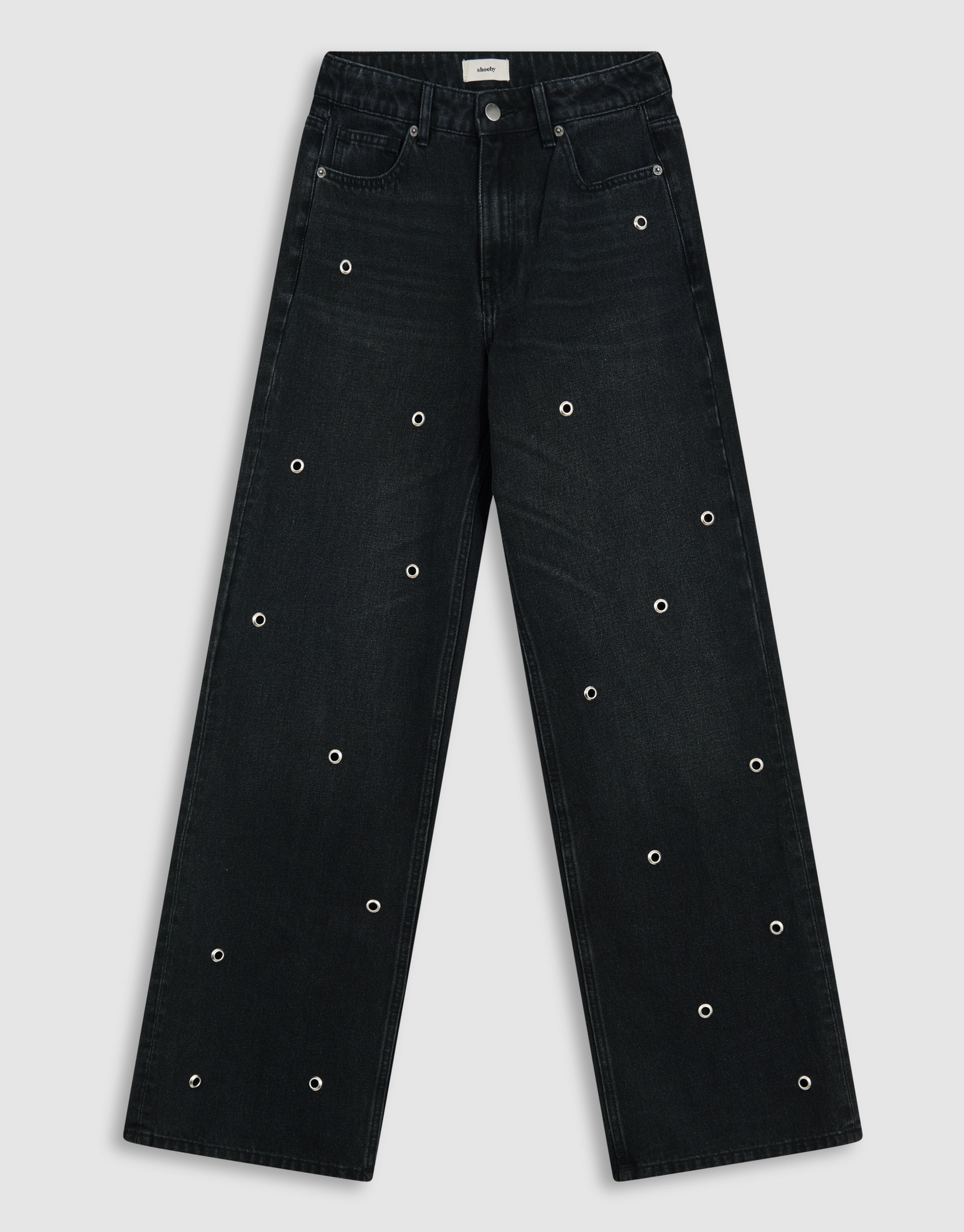 Eyelet Straight Fit Jeans Donkergrijs SHOEBY WOMEN