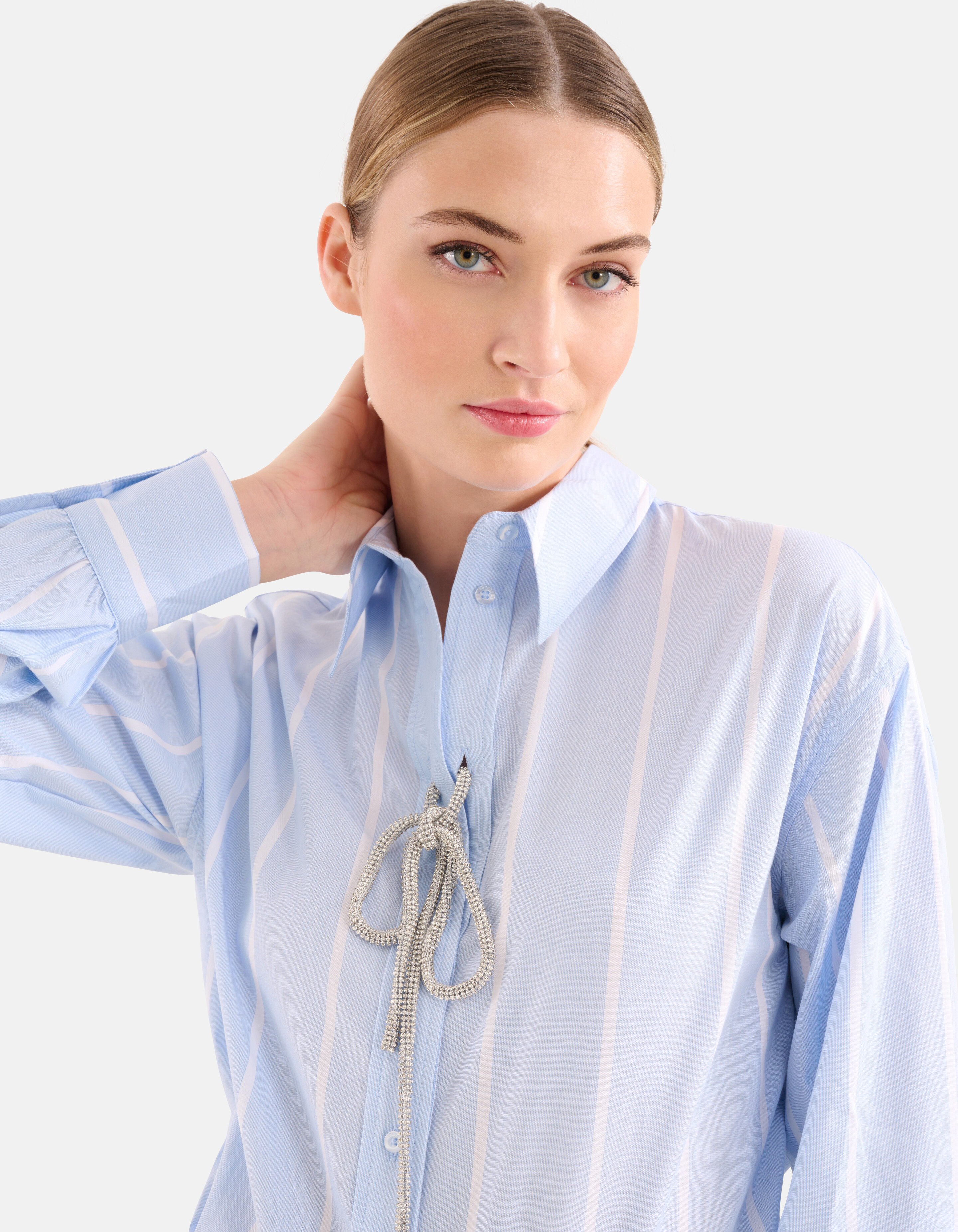 Pinstripe Strass Blouse Lichtblauw By Mieke SHOEBY WOMEN