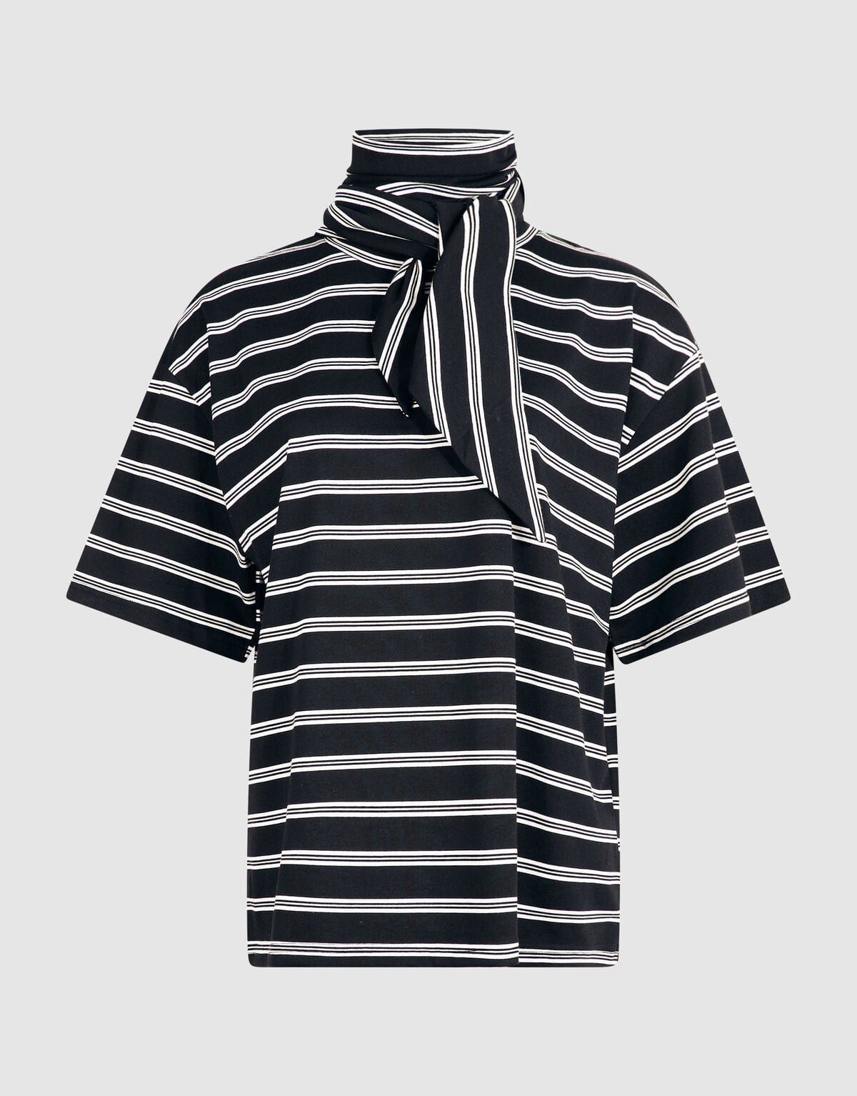 Scarf Striped T-shirt Zwart/Wit SHOEBY WOMEN
