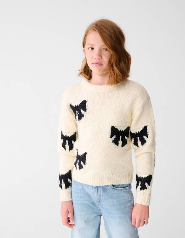 Strik Artwork Trui Gebroken Wit SHOEBY GIRLS