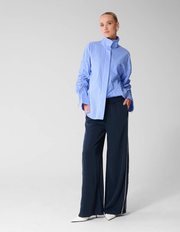 Sporty Piping Wide Leg Fit Broek Donkerblauw SHOEBY WOMEN