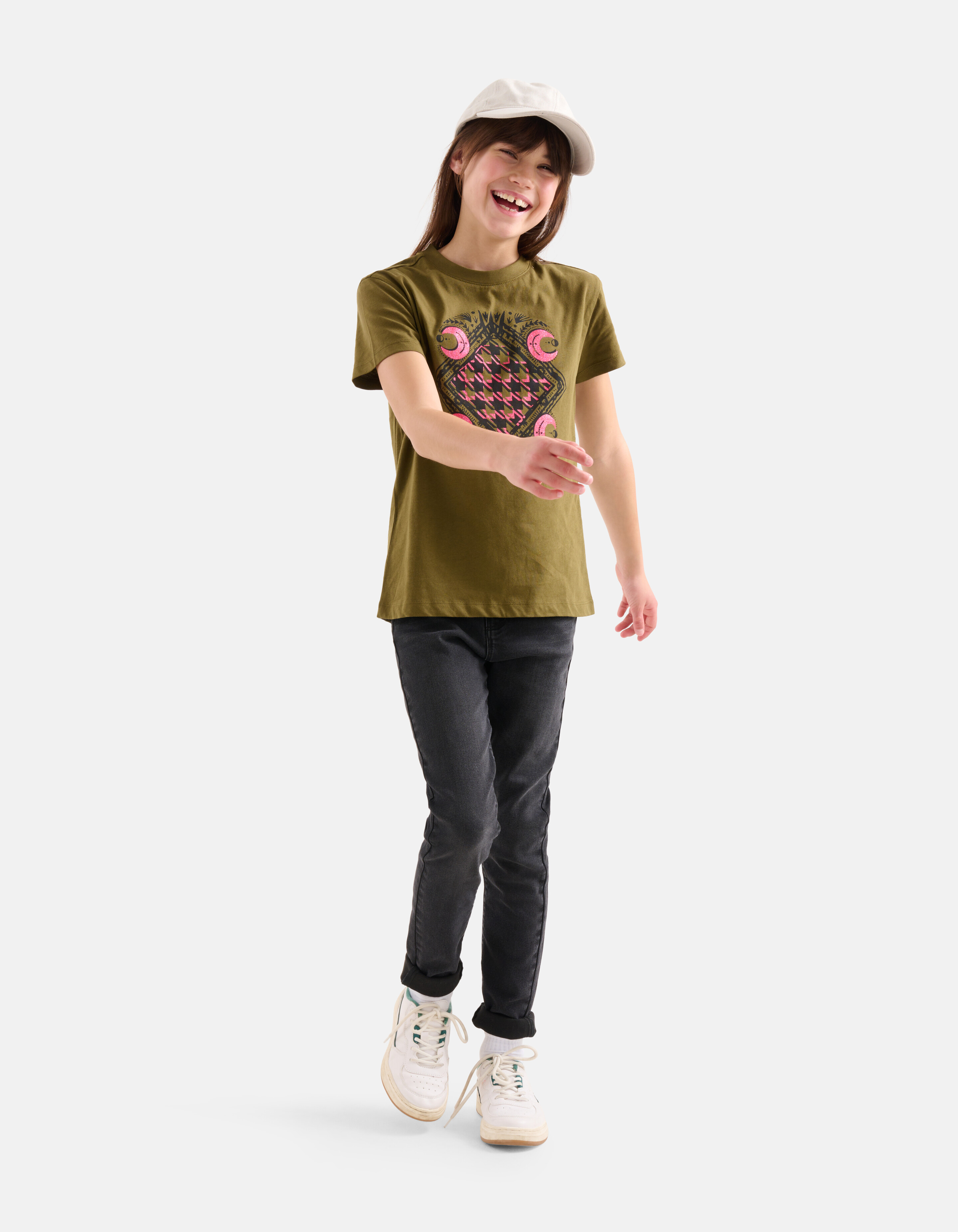 Print Loose Fit T-shirt Donkergroen SHOEBY GIRLS