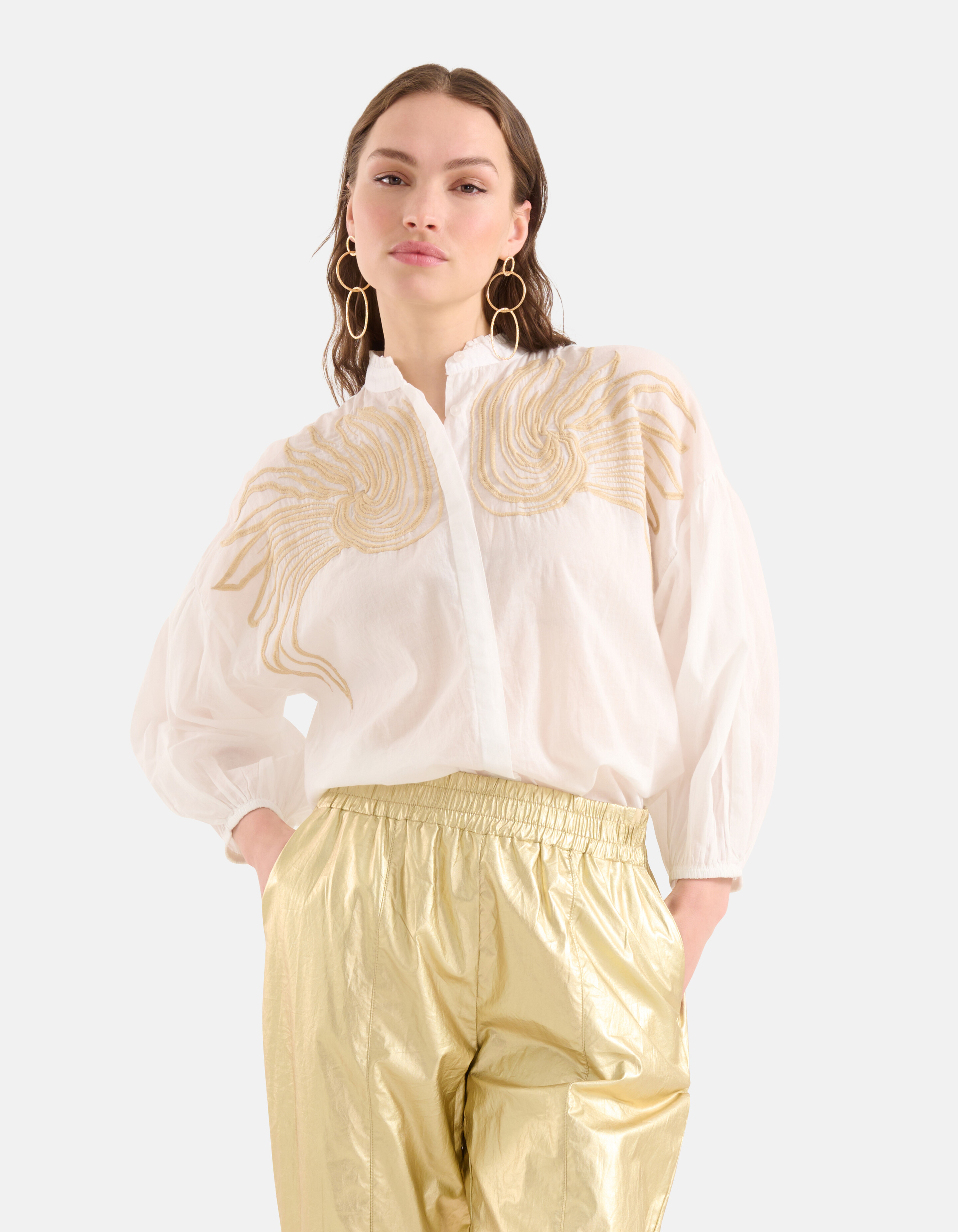 Embroidery Blouse Wit SHOEBY WOMEN