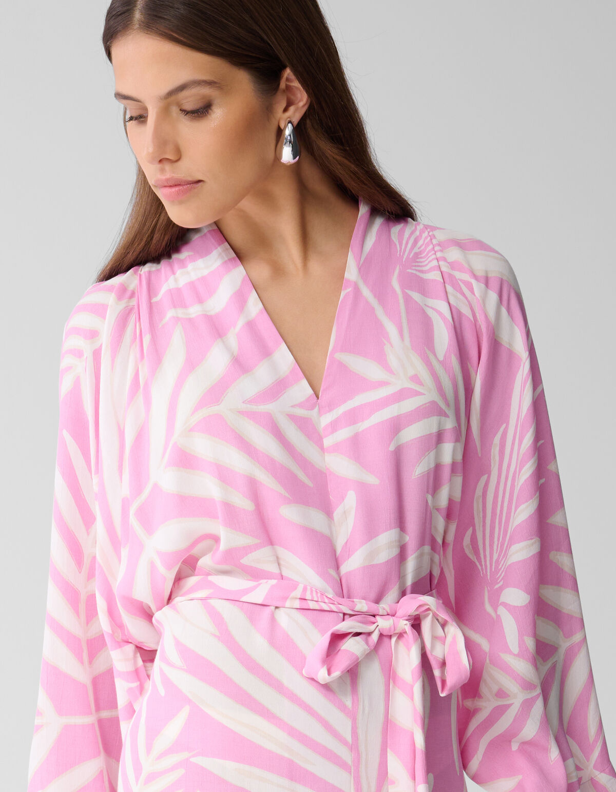 Printed Kimono Maxi Jurk Lichtroze SHOEBY WOMEN