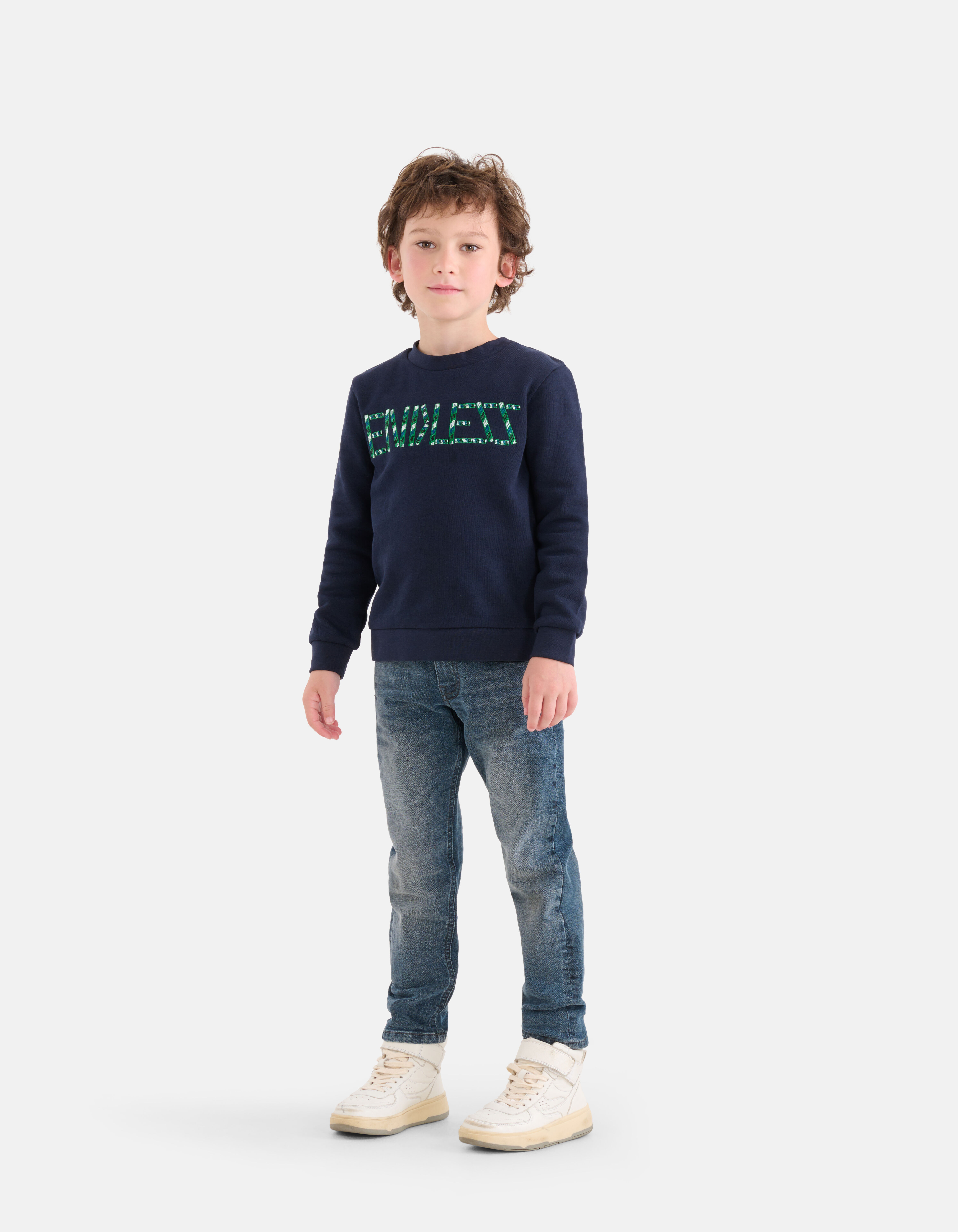 Embroidery Artwork Sweater Donkerblauw Shoeby
