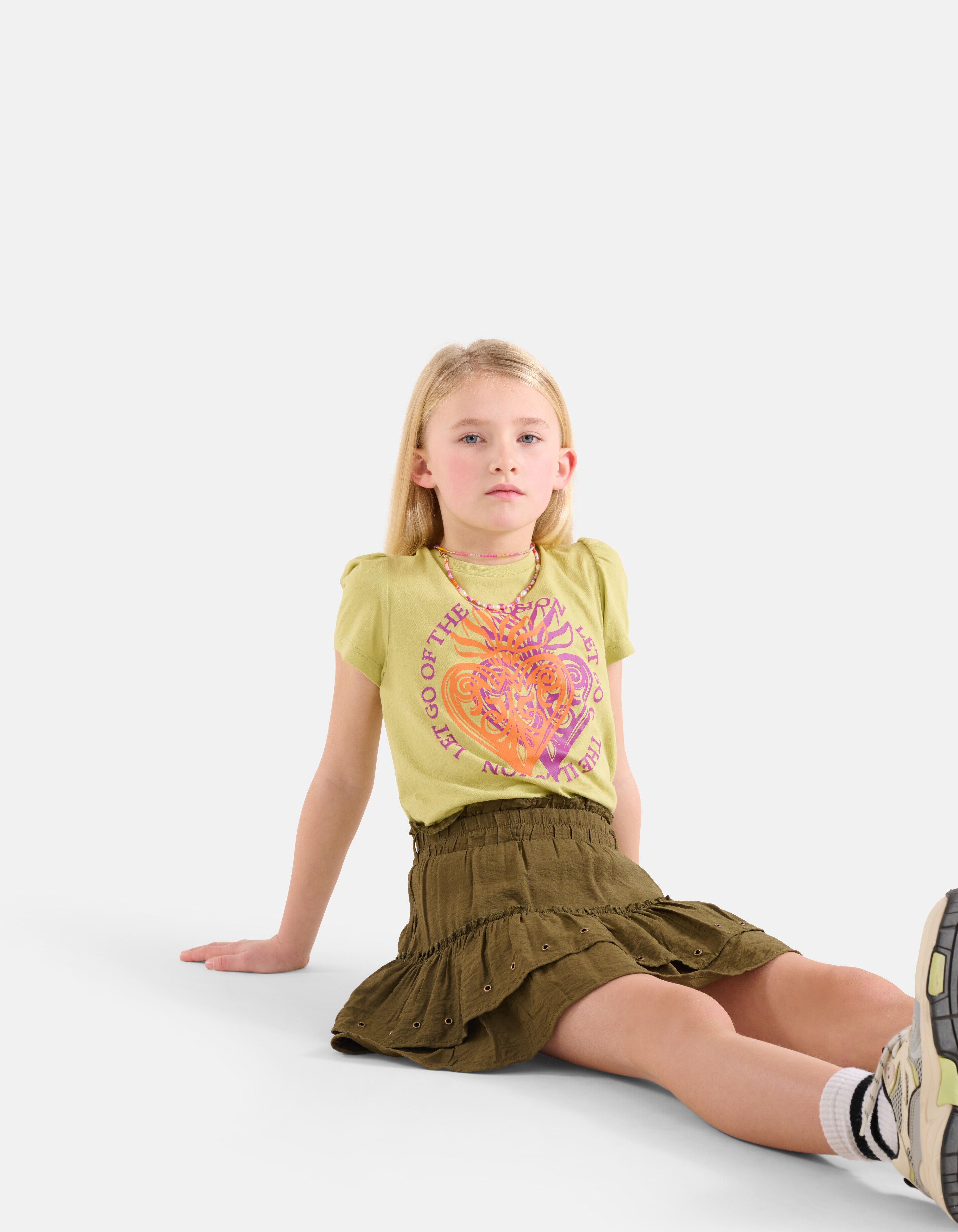 Printed Pofmouwen T-shirt Groen SHOEBY GIRLS