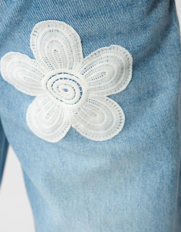 Flower Wide Leg Fit Jeans Blauw SHOEBY GIRLS