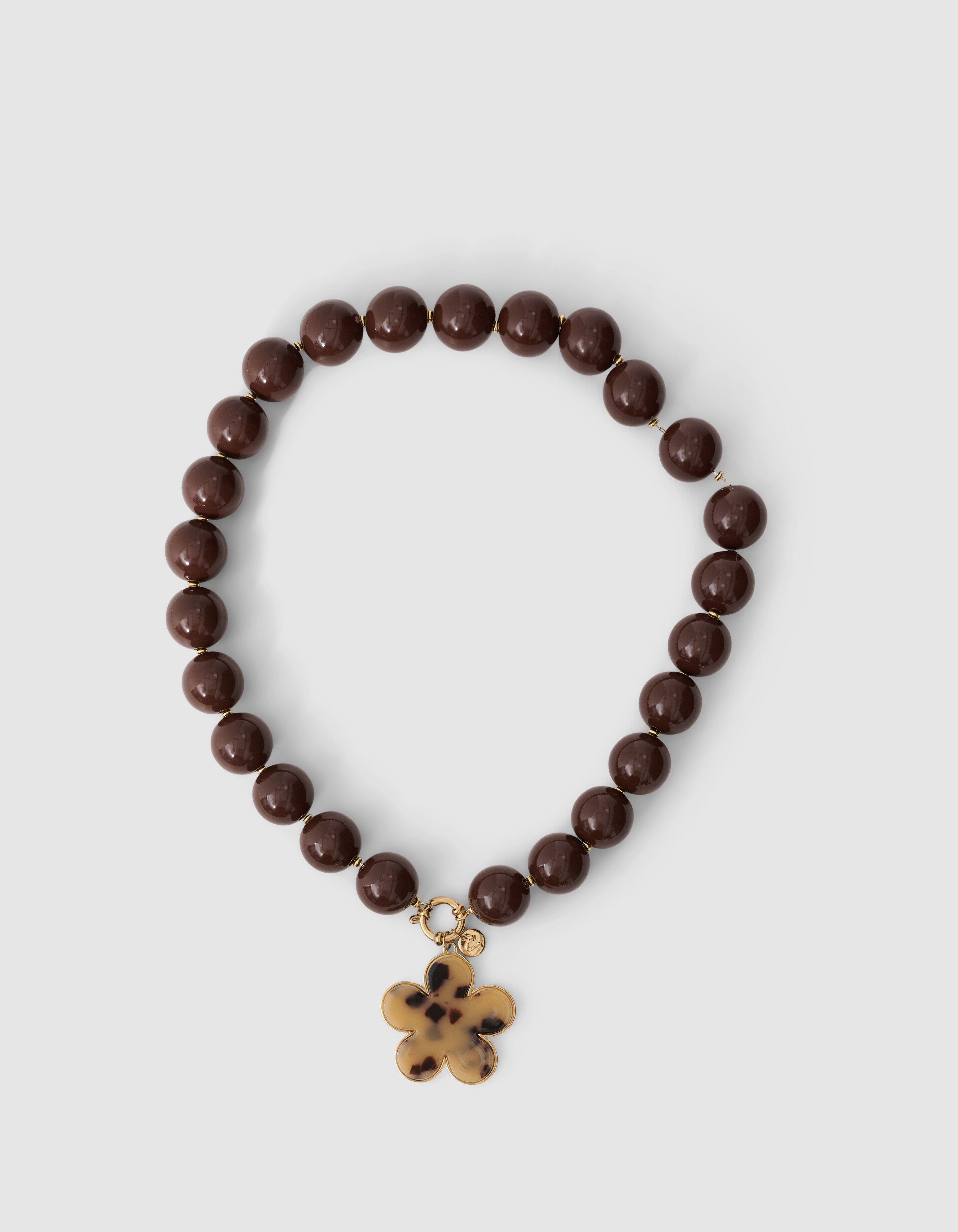 Beaded Bloem Ketting Bruin SHOEBY ACCESSOIRES