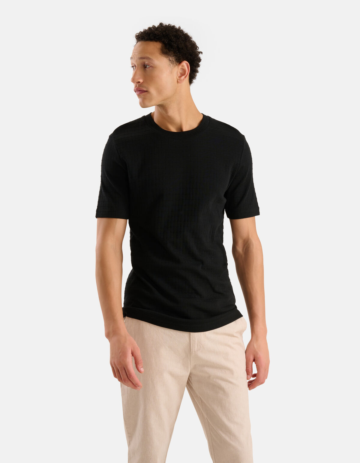 Structuur T-shirt Zwart SHOEBY MEN
