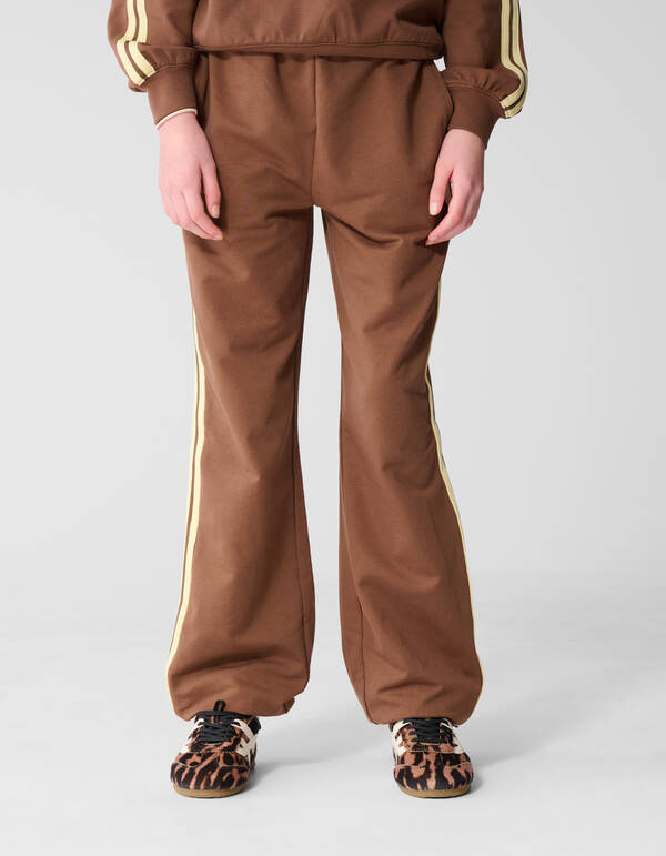 Sporty Wide Leg Fit Broek Bruin SHOEBY GIRLS