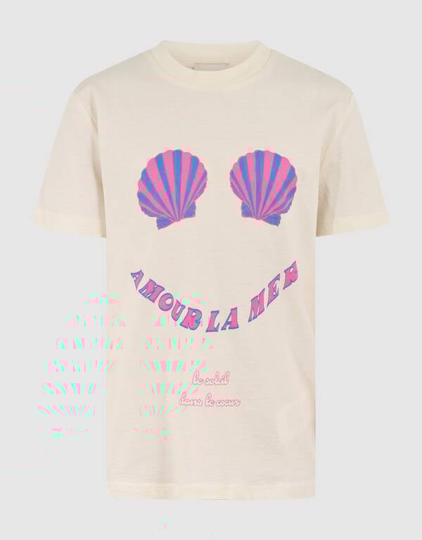 La Mer Artwork T-shirt Gebroken Wit SHOEBY GIRLS