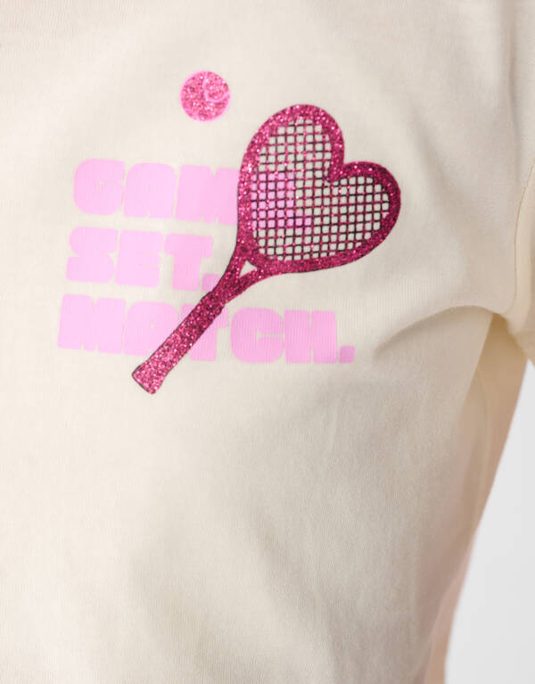 Heart Racket Artwork T-shirt Gebroken Wit SHOEBY GIRLS