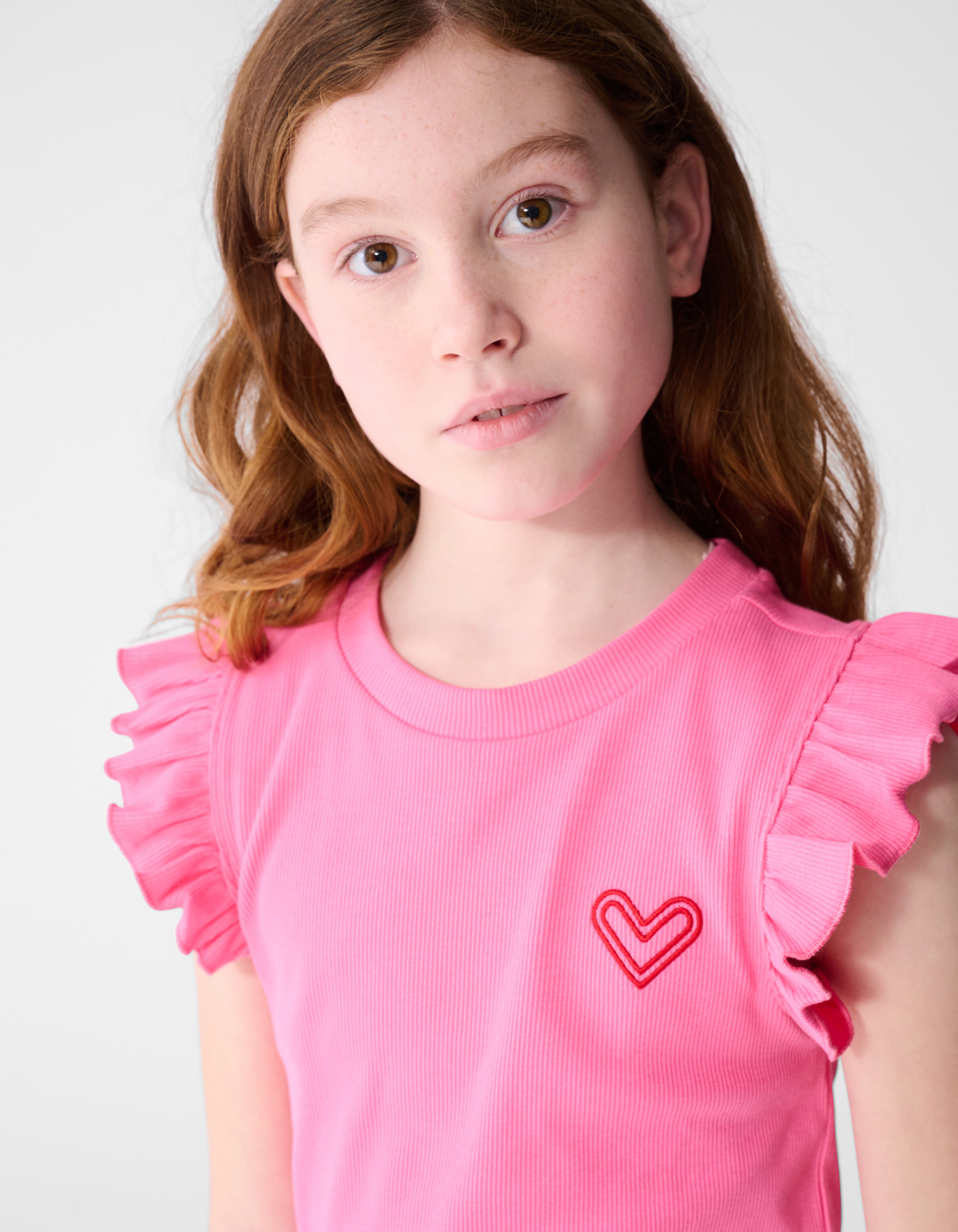 Ruffle Heart Top Roze SHOEBY GIRLS