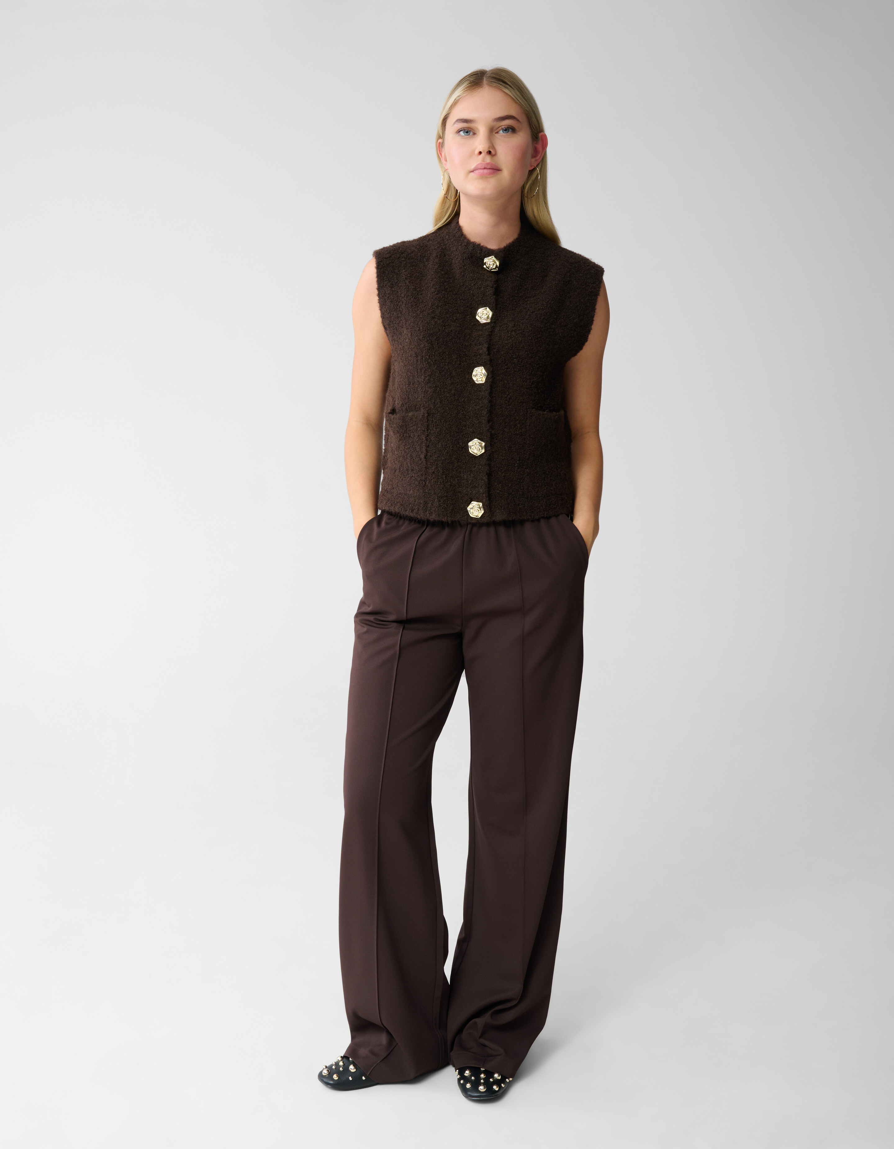 Teddy Knit Gilet Bruin SHOEBY WOMEN