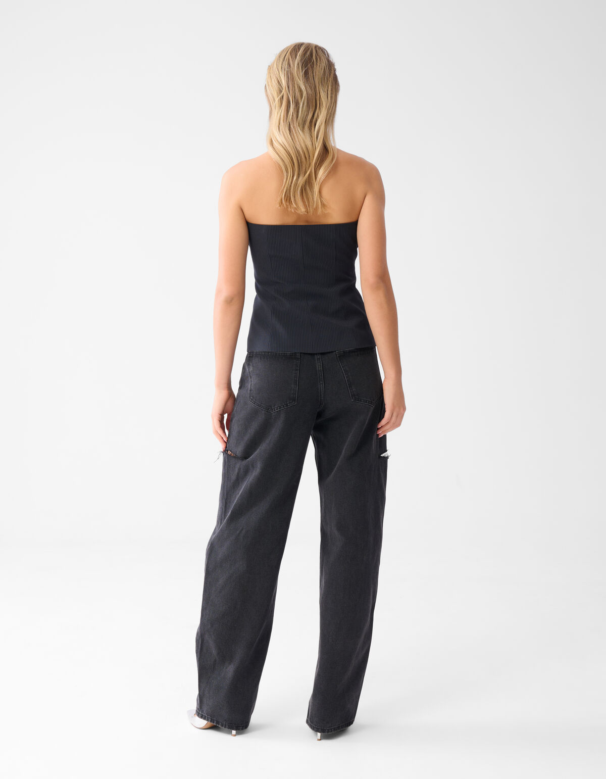 Pinstripe Strapless Top Zwart SHOEBY WOMEN