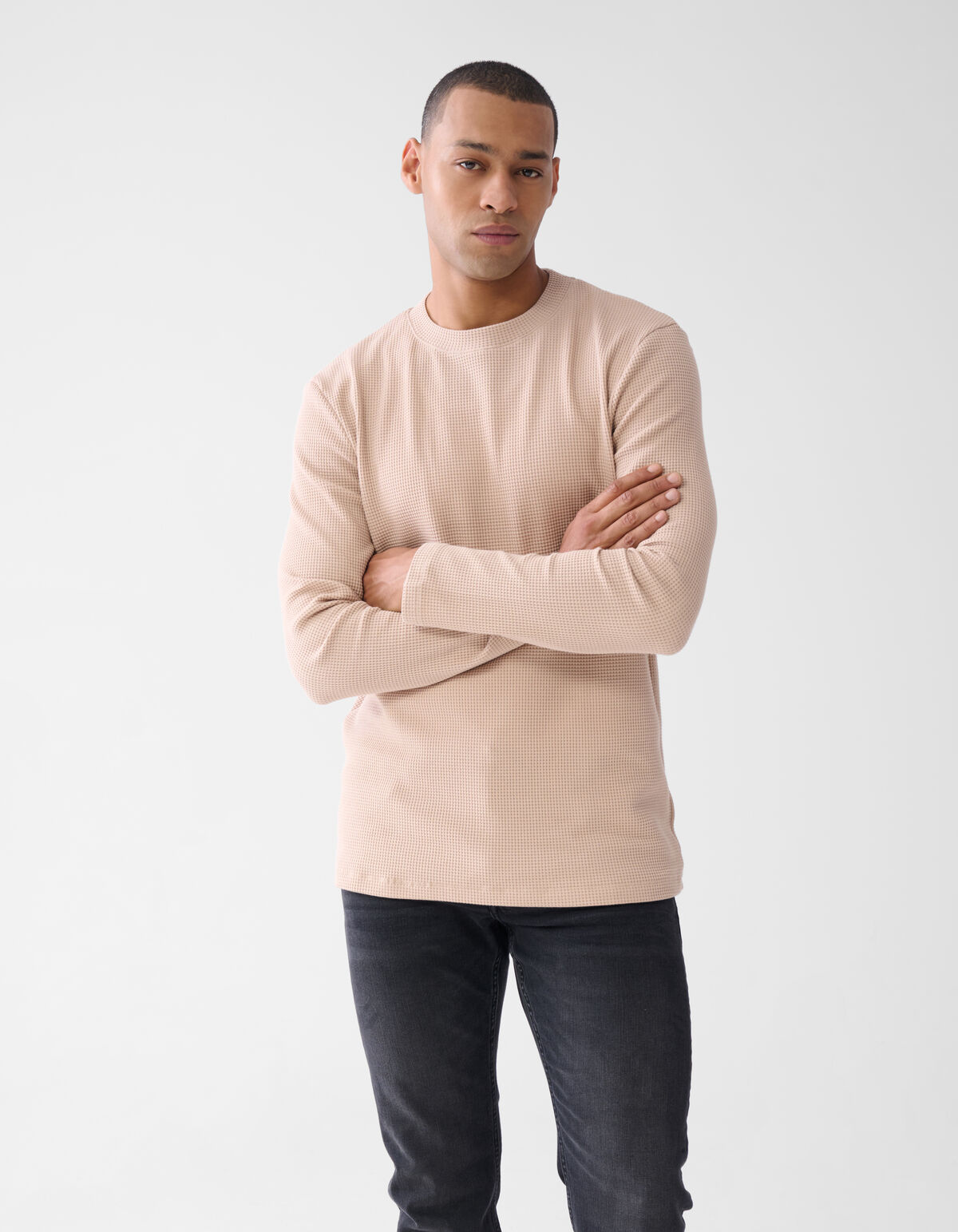 Structuur Longsleeve Zand SHOEBY MEN