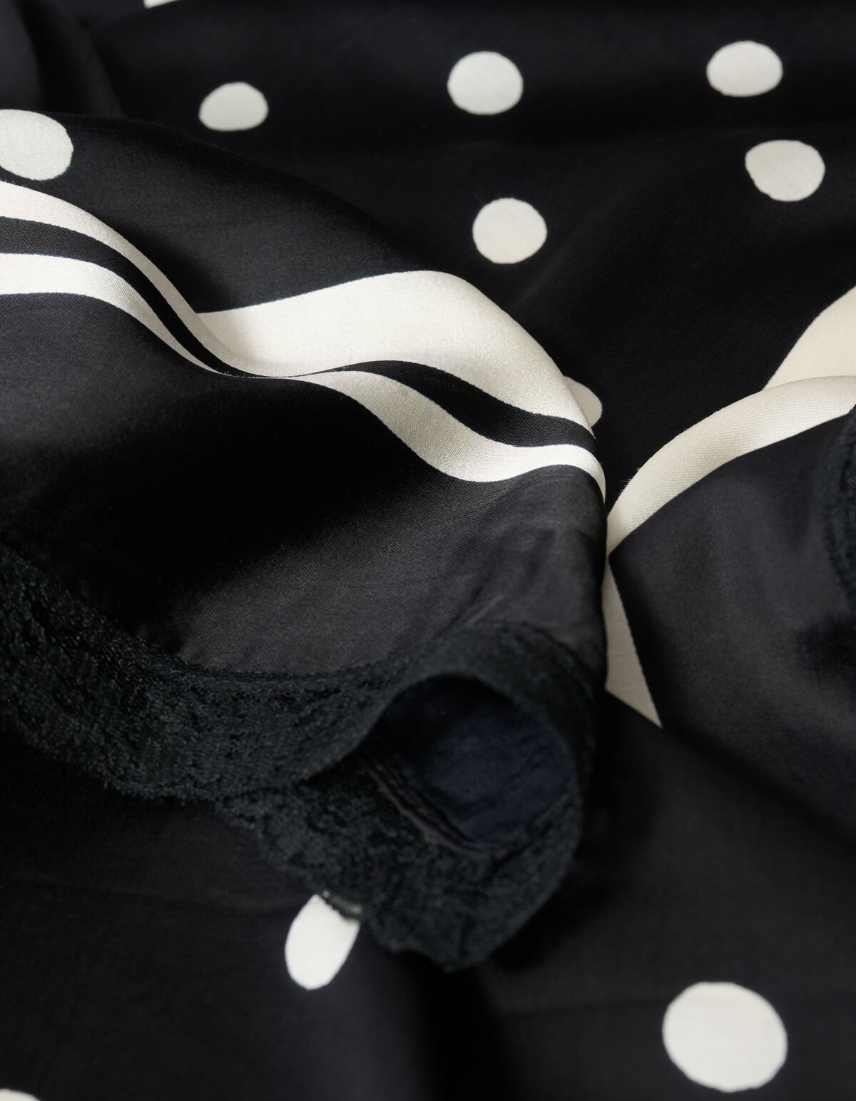 Kanten Polkadot Sjaal Zwart/Wit SHOEBY ACCESSOIRES