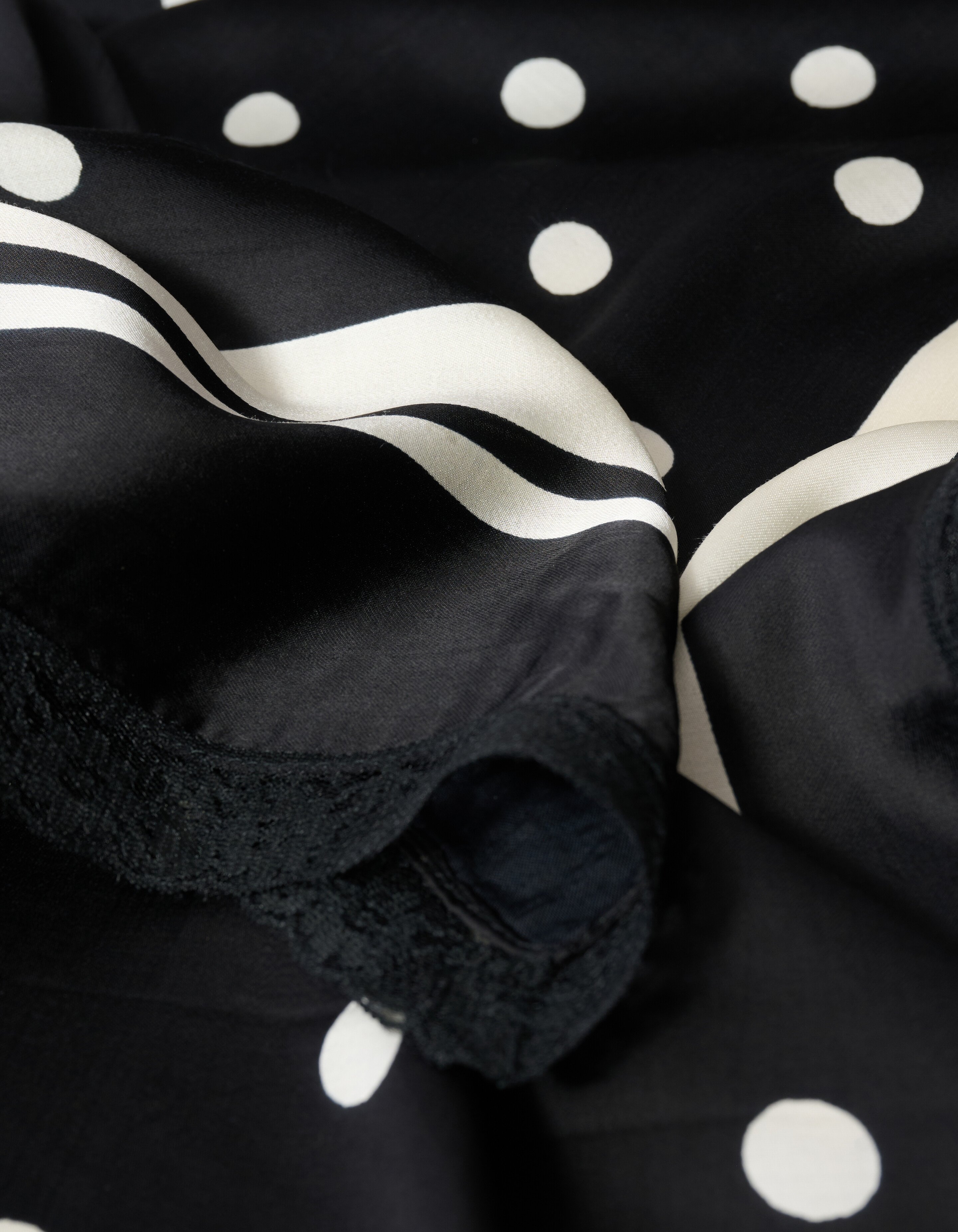 Kanten Polkadot Sjaal Zwart/Wit SHOEBY ACCESSOIRES