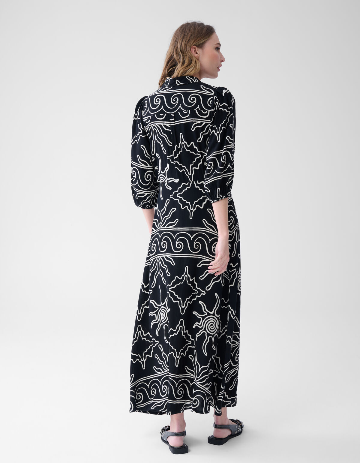 Printed Maxi Jurk Zwart SHOEBY WOMEN