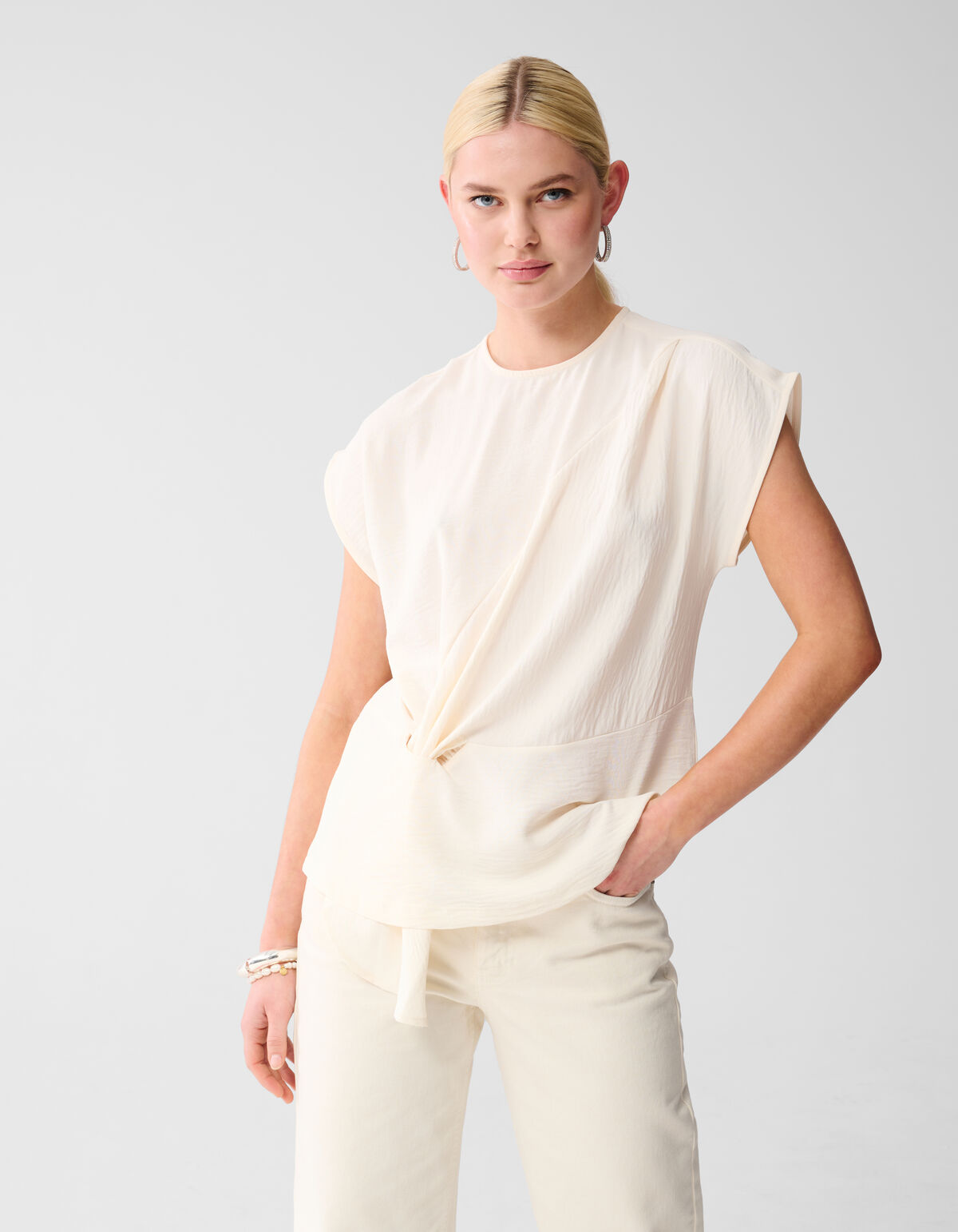 Knoop Twist Top Gebroken Wit SHOEBY WOMEN