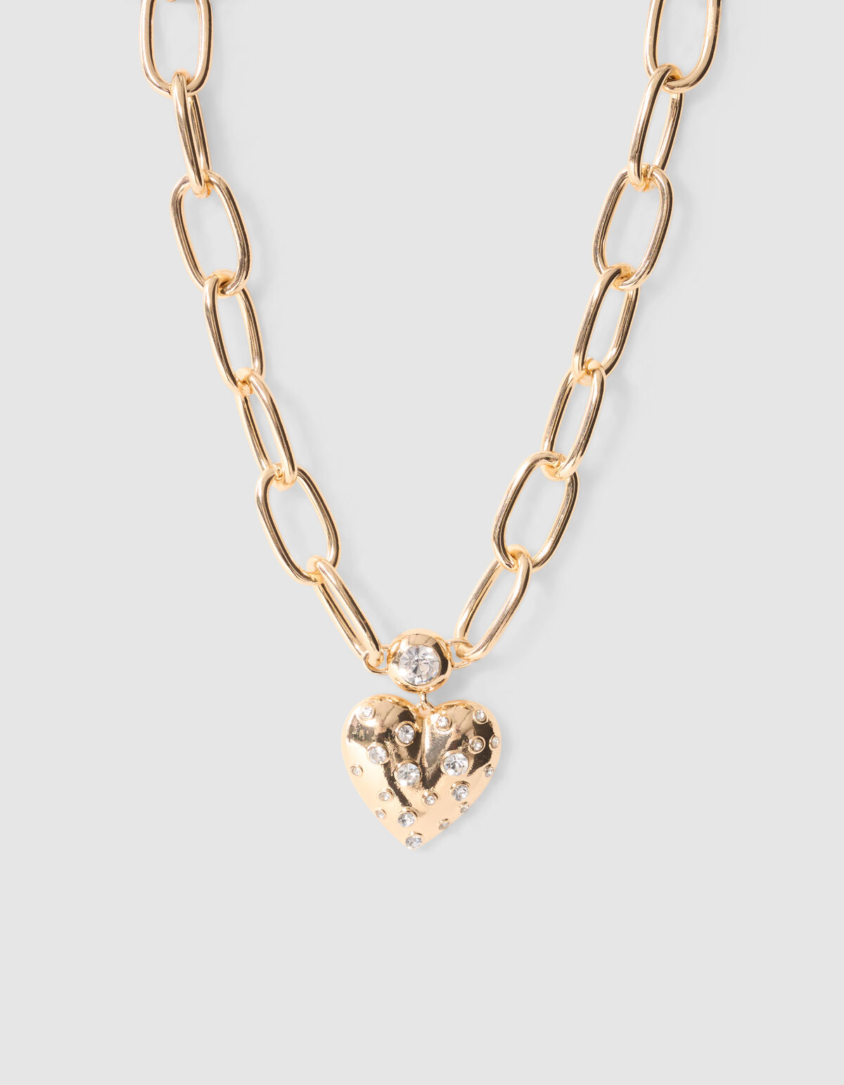 Bulky Strass Heart Ketting Goud SHOEBY ACCESSOIRES