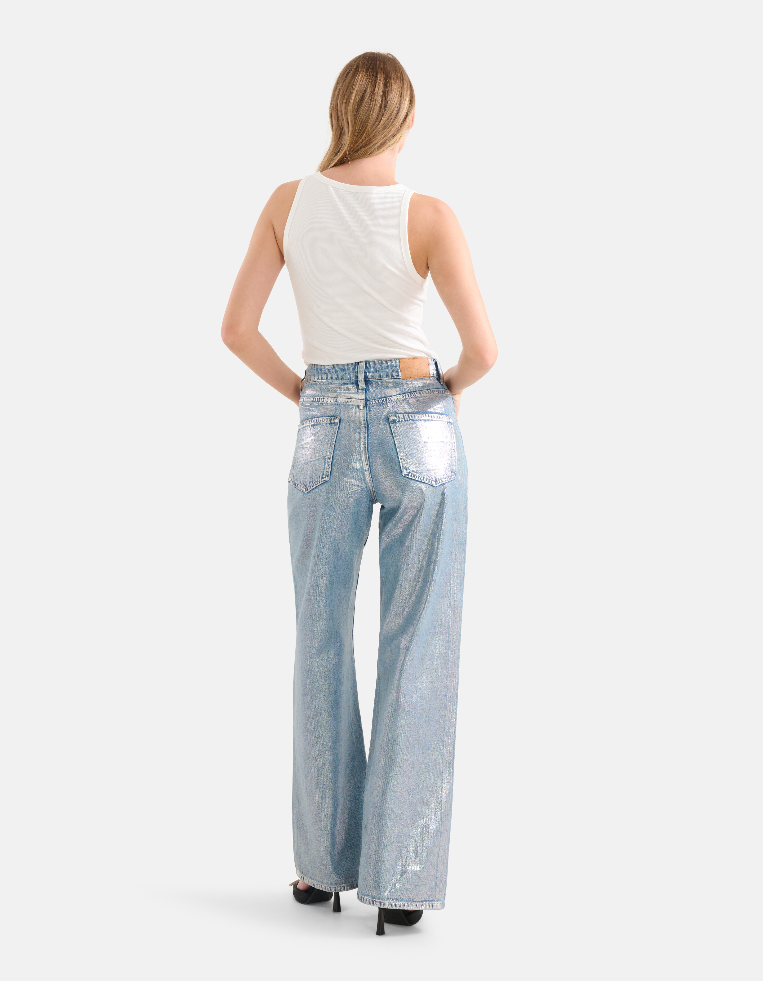 Metallic Wide Leg Jeans Zilver SHOEBY WOMEN