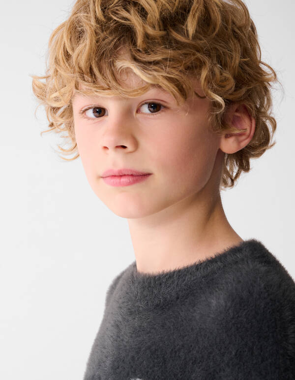 Artwork Knit Sweater Donkergrijs SHOEBY BOYS