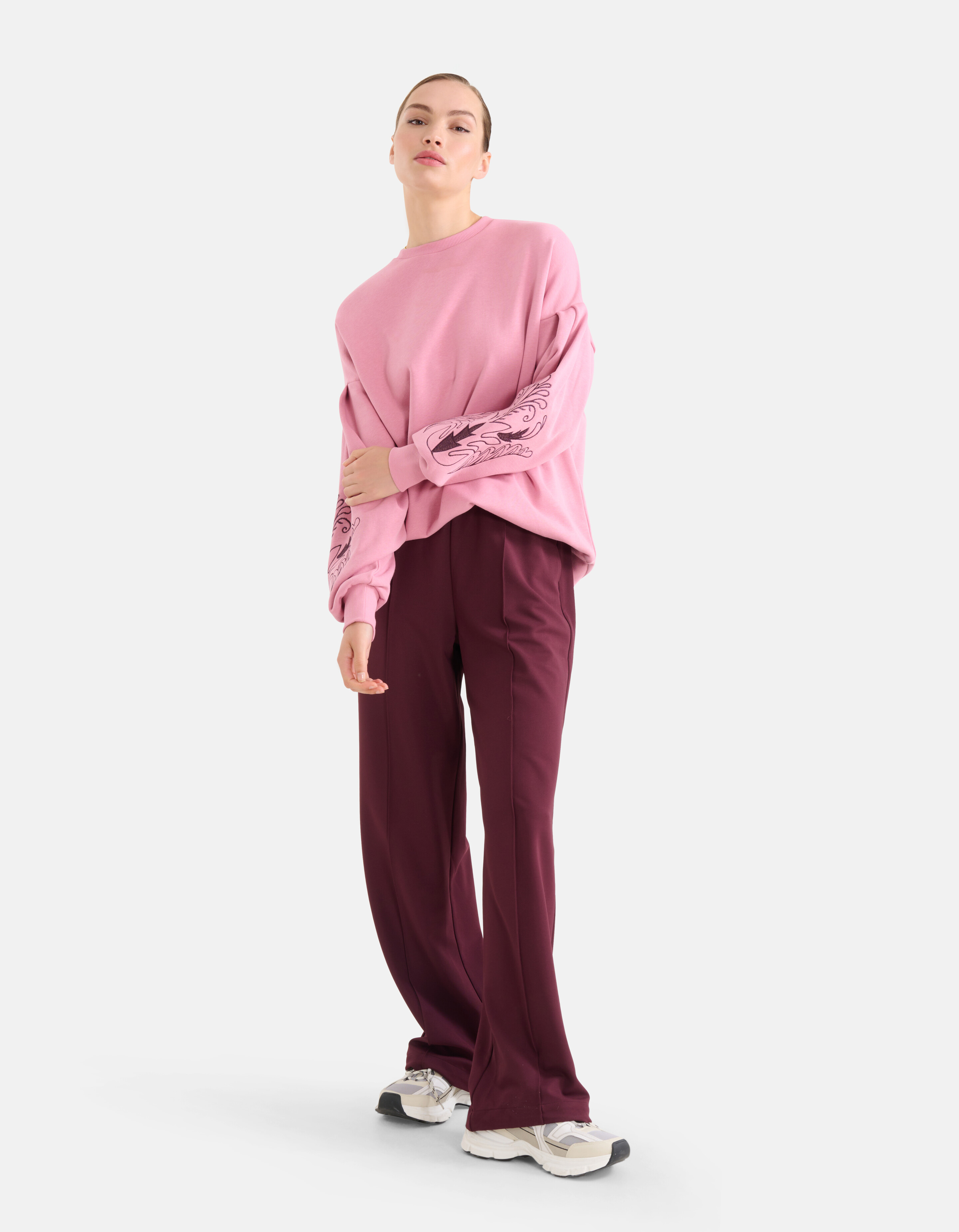 Basis Wide Leg Broek Bordeaux SHOEBY WOMEN