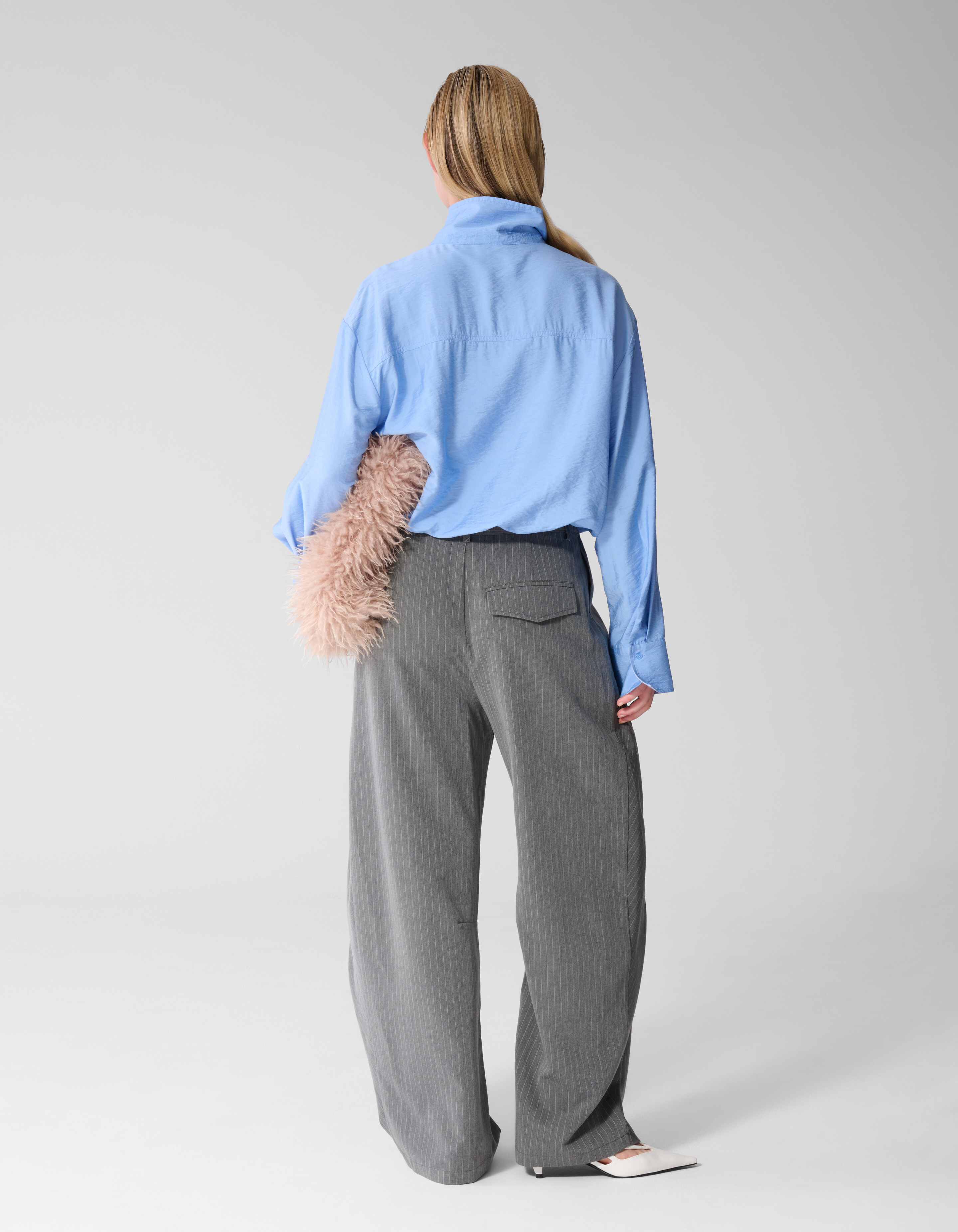 Pinstripe Pleated Pantalon Donkergrijs SHOEBY WOMEN